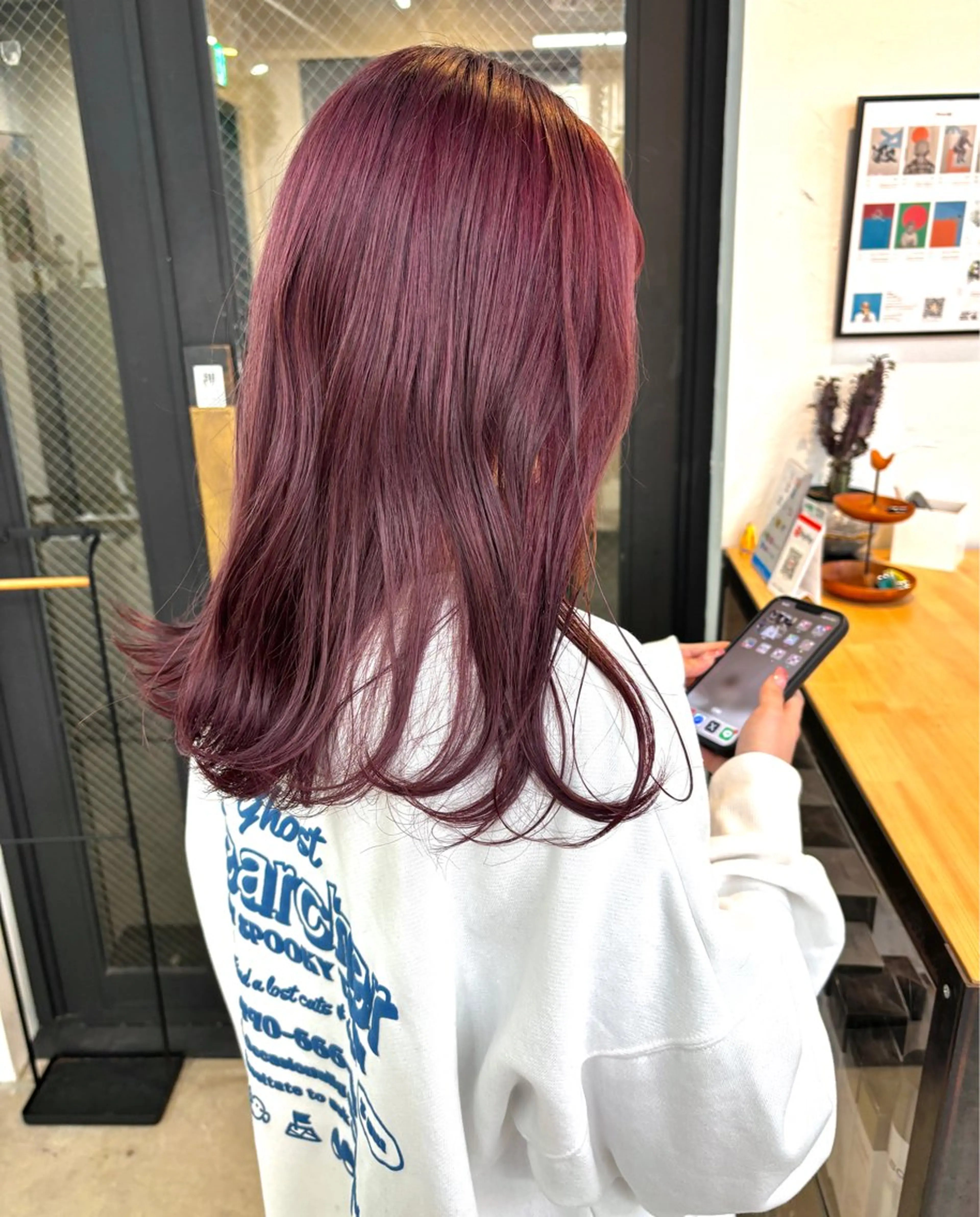 セミロング カラー ブリーチ ラベンダーカラー ピンクカラー ピンクラベンダー 暖色カラー/天神/ ヘイマサクラのヘアスタイル