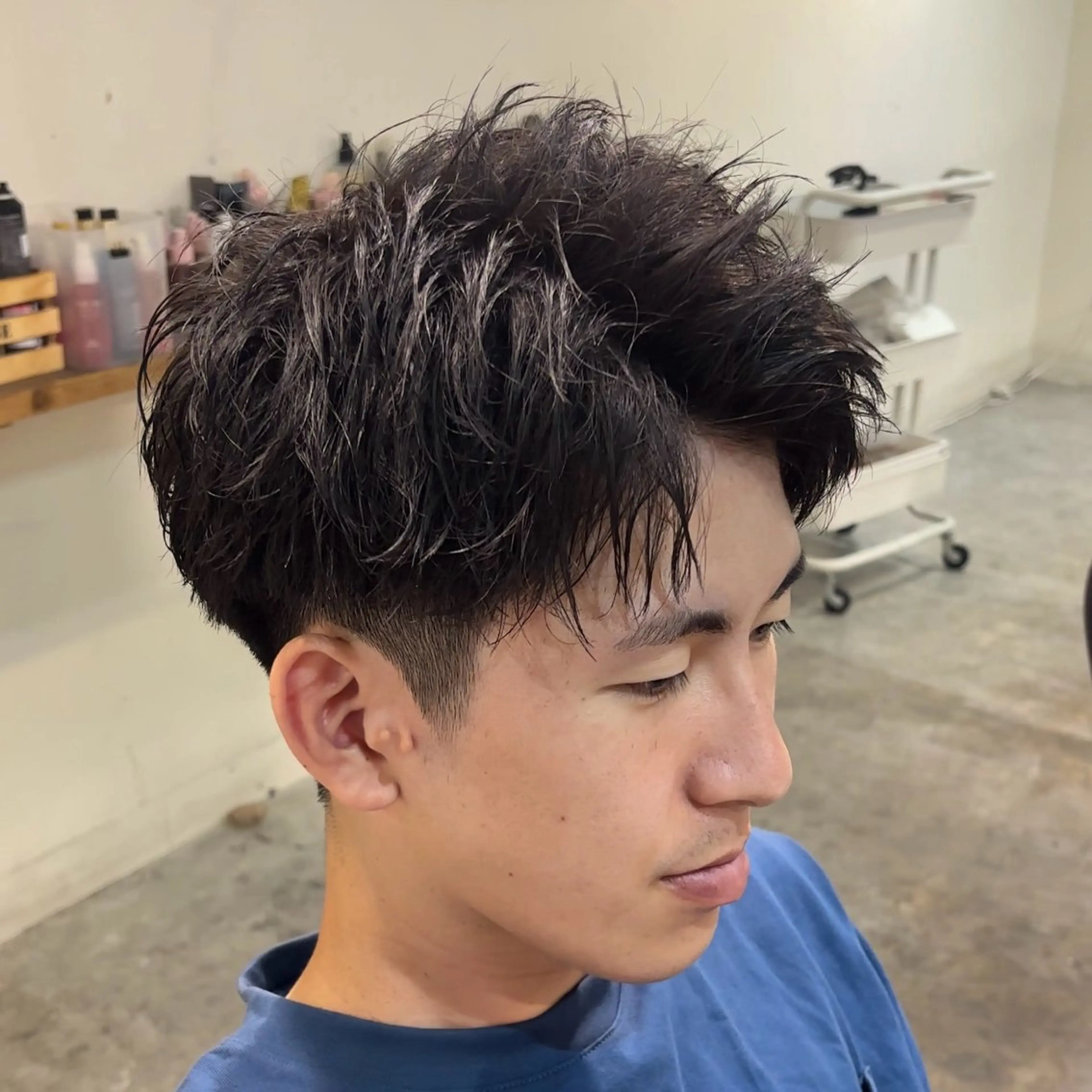 パーマ メンズ アップバング メンズパーマ カット パーマ 縮毛矯正/メンズ パーマ/岩名新大のヘアスタイル