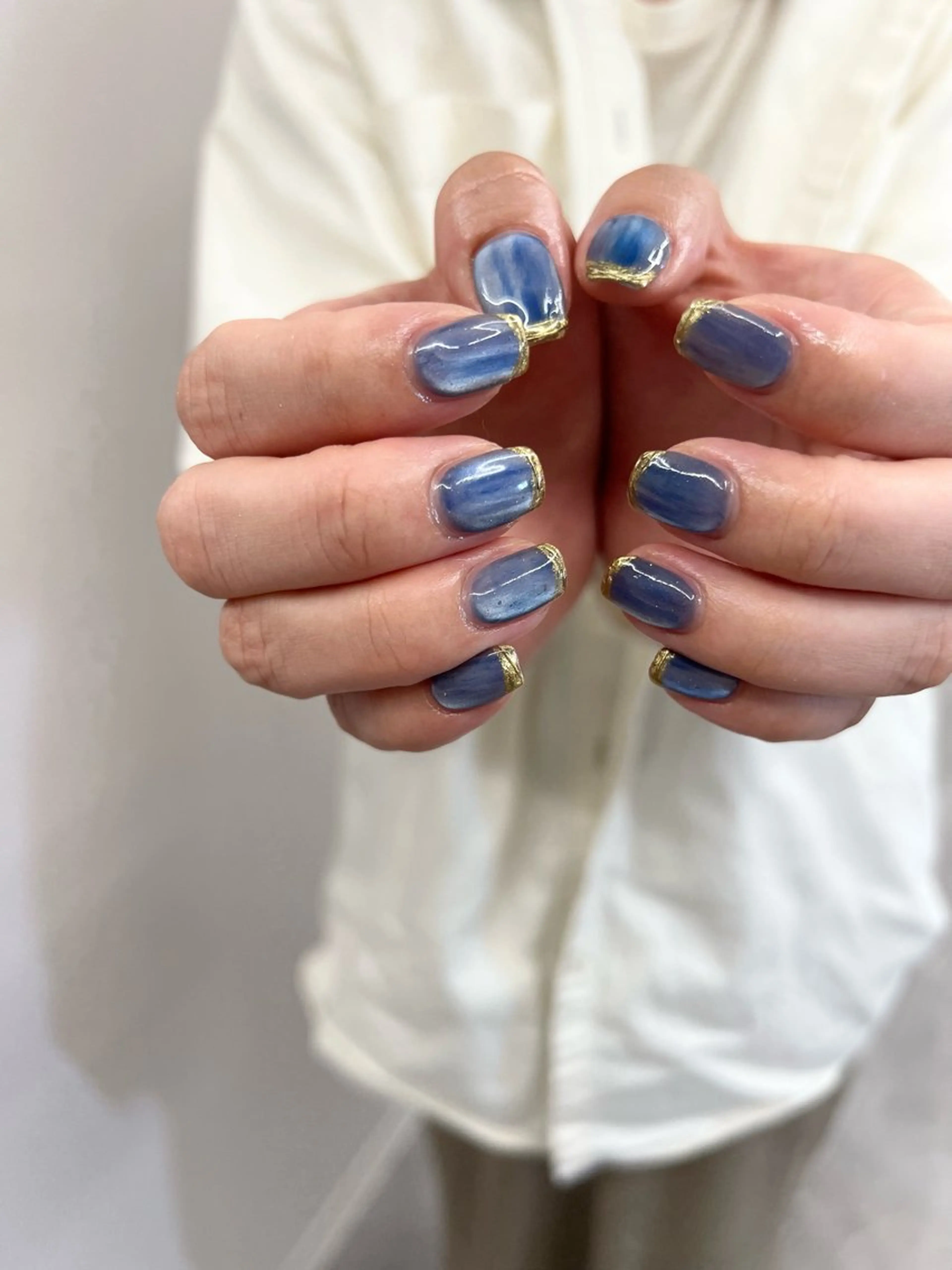 ネイル ブルー ジェルネイル ゴールド 韓国ネイル マグネットネイル ハンドネイル ハンドケア Bana_ Nailのその他イメージ