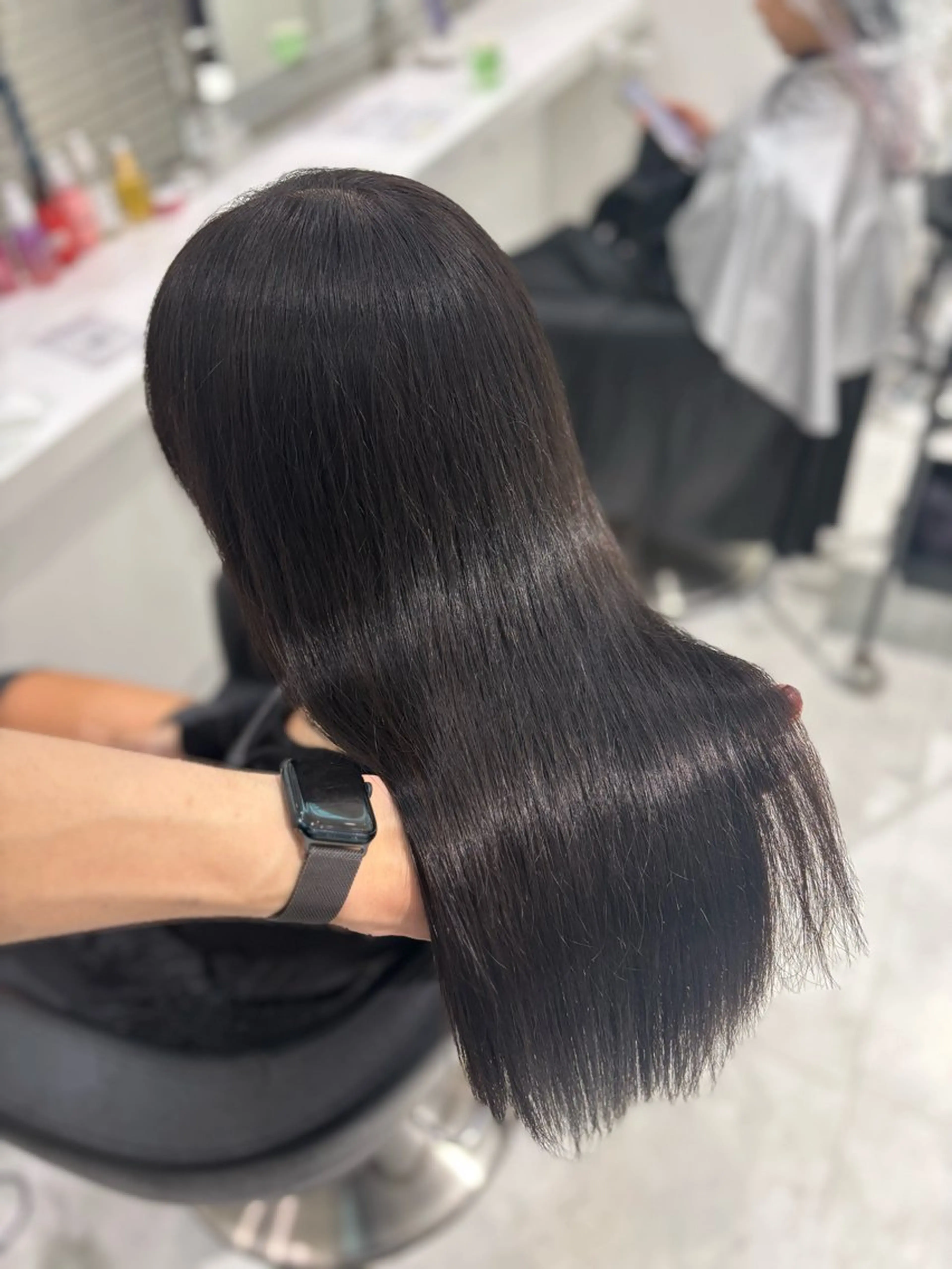 ロング カラー ヘアカラー トリートメント ヘッドスパ ヘアセット ブリーチなし透明感 ×縮毛矯正🤍ユウのヘアスタイル