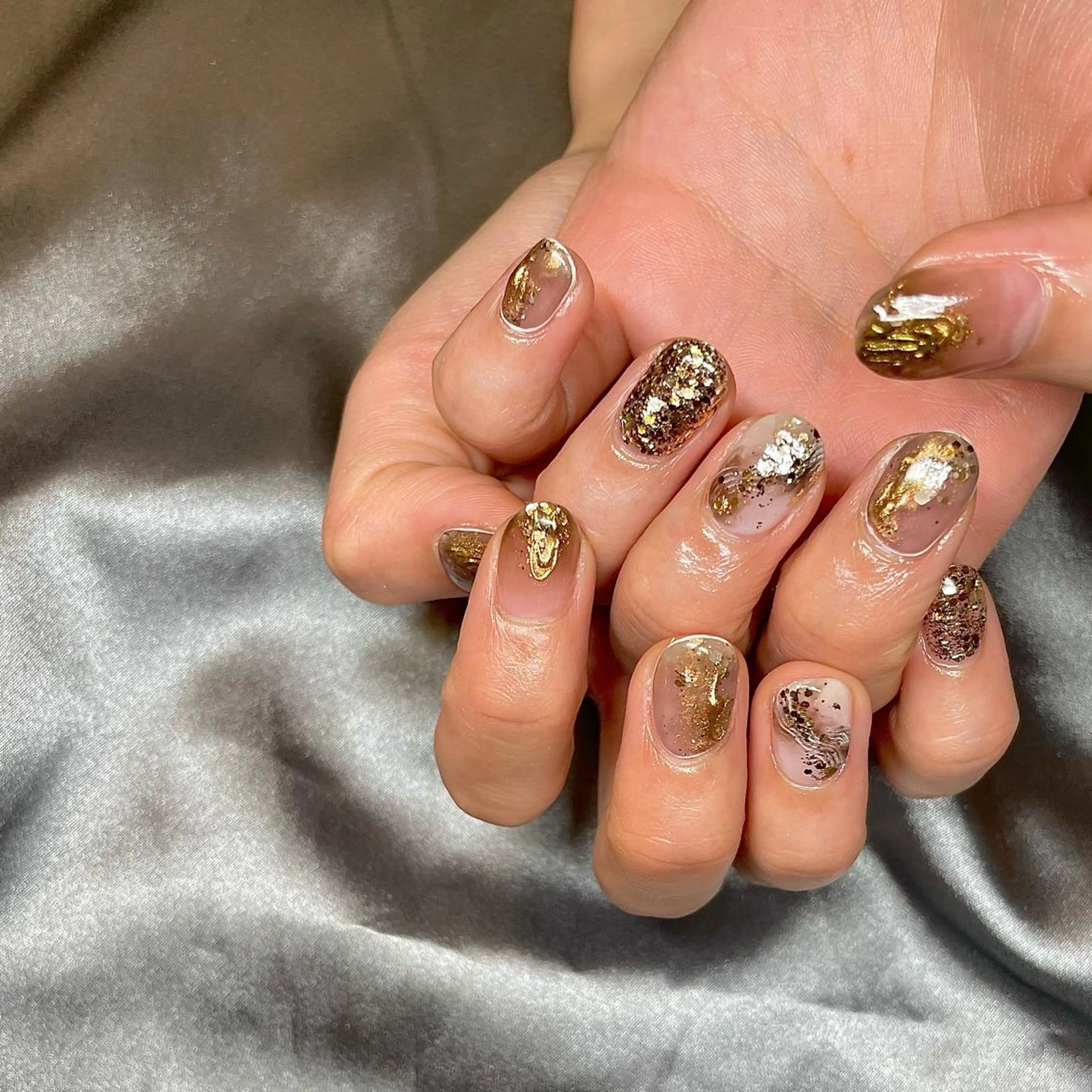 ショート カラー パーマ ヘアアレンジ メンズ キッズ ネイル マツエク・マツパ アイブロウ ブラウンカラー カラーマツエク ブラウン ラメ(グリッター) nail&eye Aoのマツエク・マツパデザイン