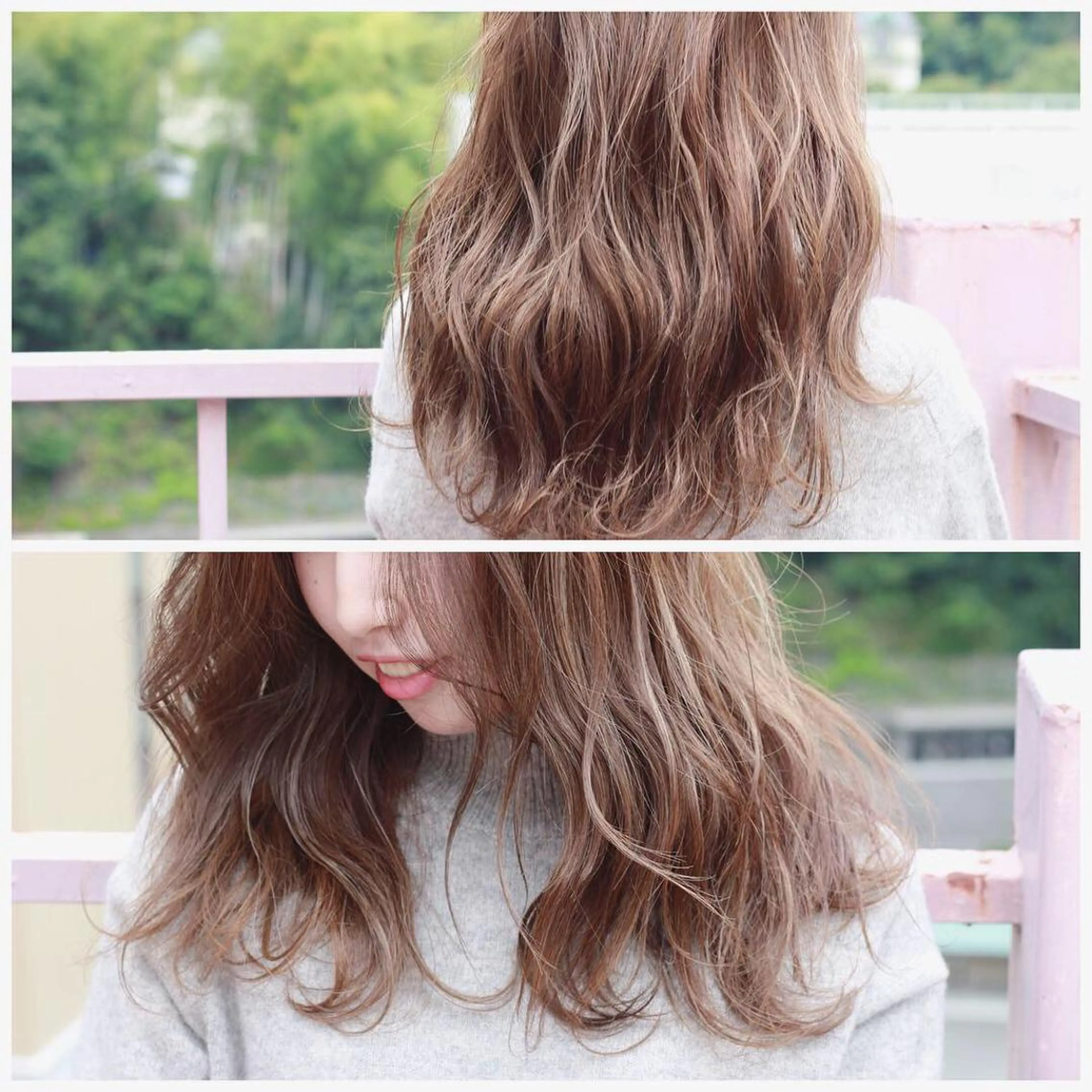 セミロング カラー ベージュカラー ハイライトカラー ハイライト カット 縮毛矯正 Viage （ビアージュ）のヘアスタイル