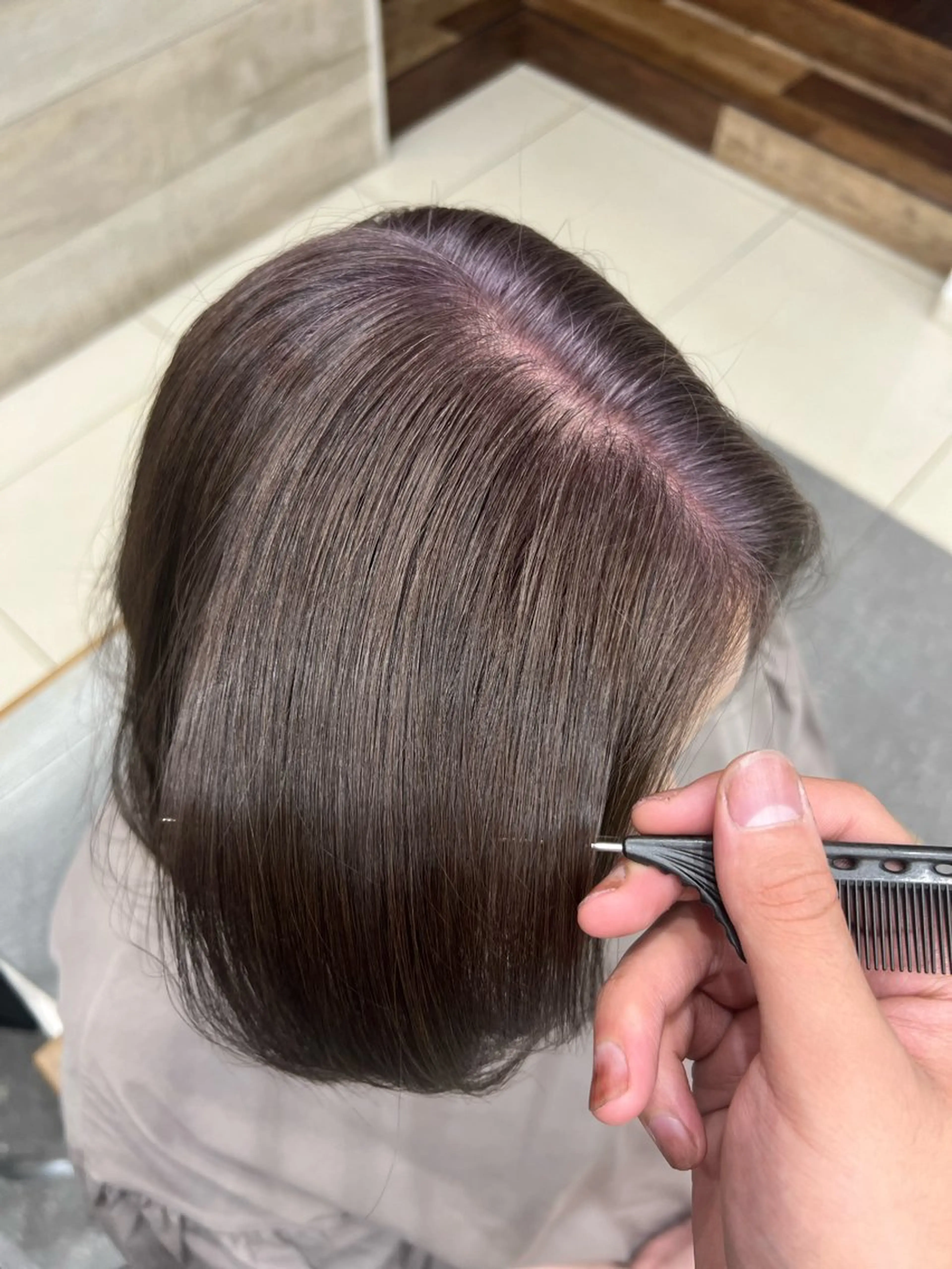 ミディアム カラー 太白区白髪ぼかし/ ボブカット/千葉達人のヘアスタイル