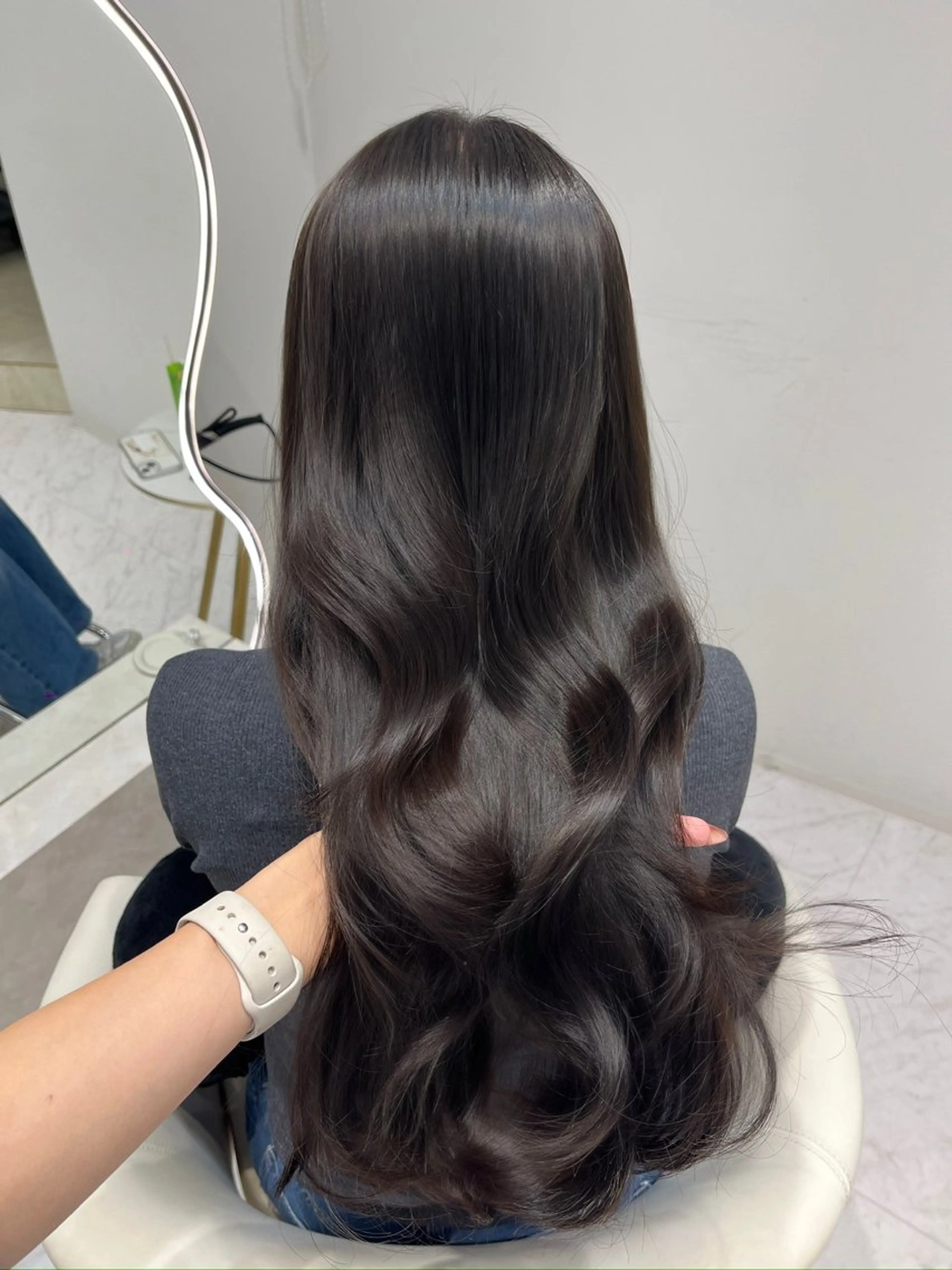 ロング カラー グレージュ カット ヘアカラー トリートメント 名古屋/透明感カラー /韓国ヘア/高木梨帆のヘアスタイル