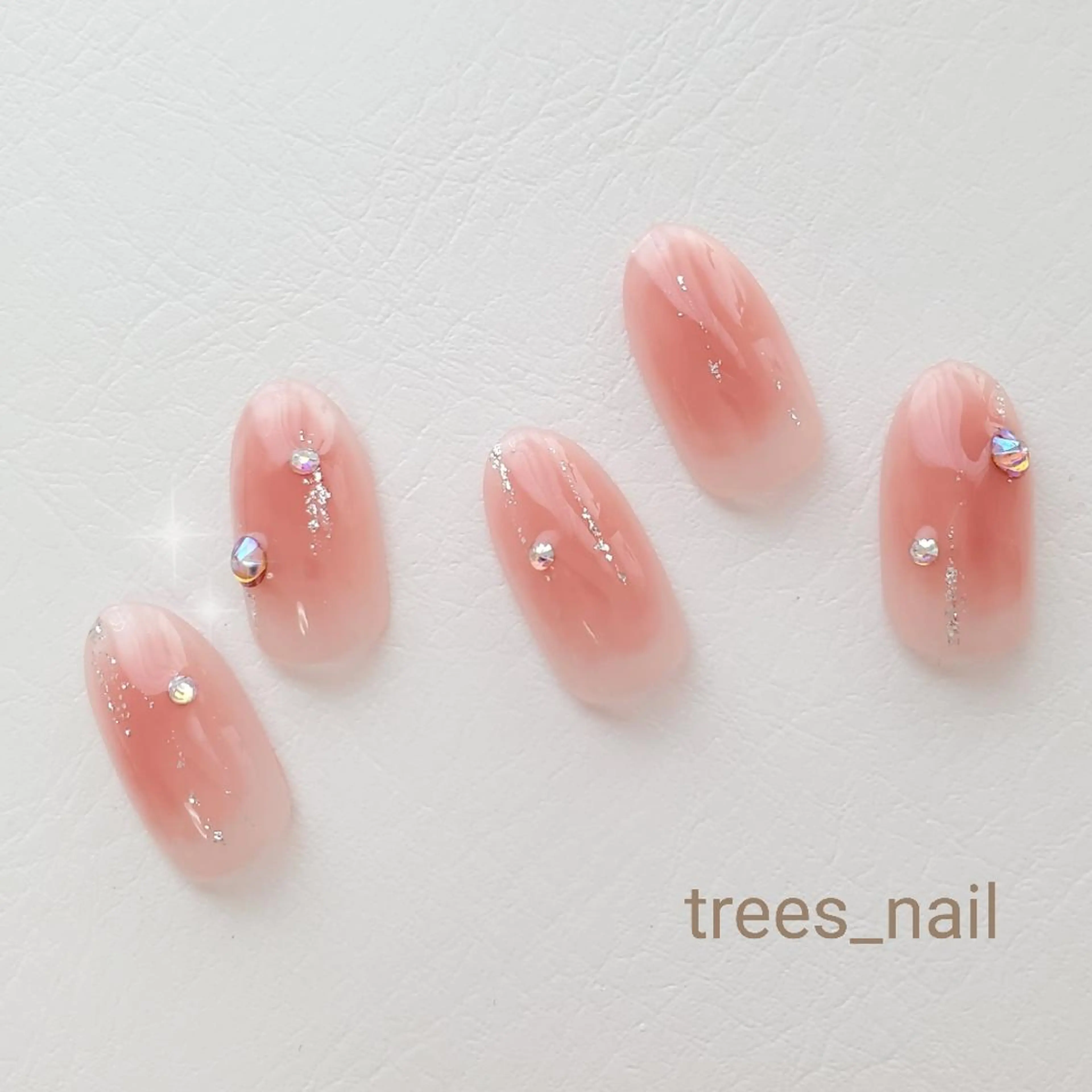 ネイル チークネイル ガーリー ピンク ネイルチップ ハンドネイル フットネイル trees_ nailのネイルデザイン