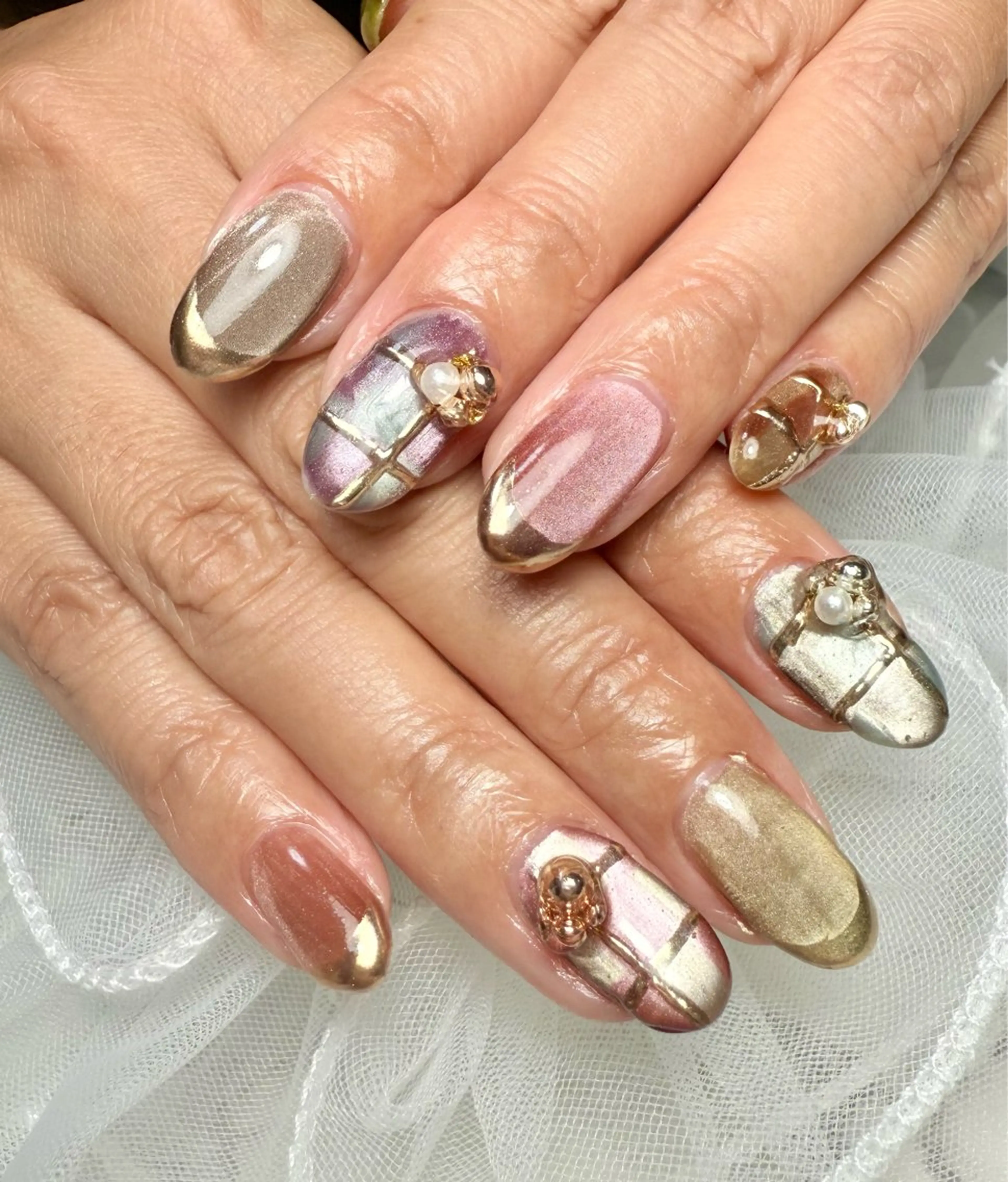 ネイル アートネイル チークネイル フレンチネイル ガラスフレンチ 氷ネイル・うるうるネイル M.N_ nailのネイルデザイン