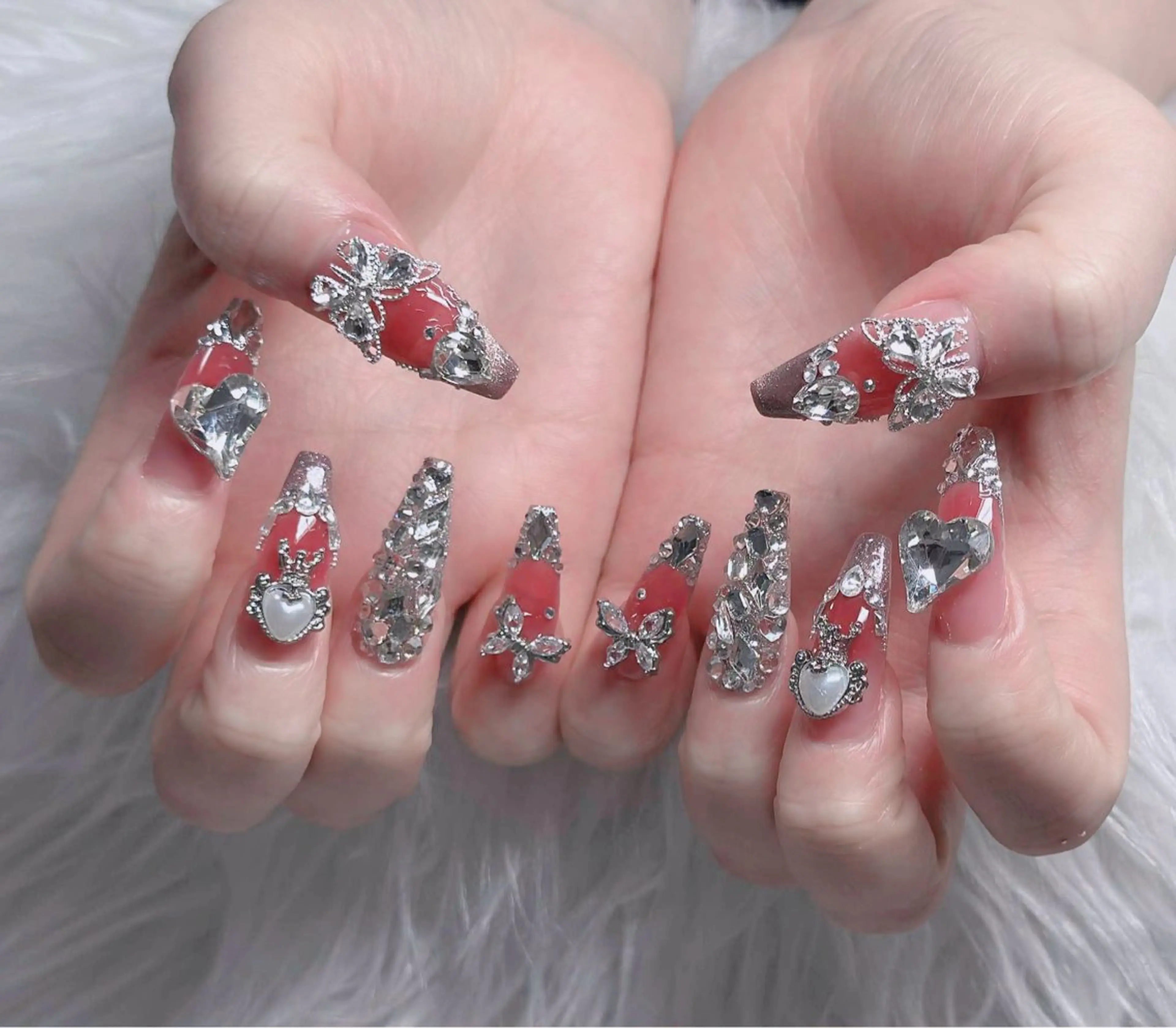 ネイル アートネイル ボルドー フレンチネイル ジェルネイル 氷ネイル・うるうるネイル ハンドネイル H.baby Nail Salonのネイルデザイン