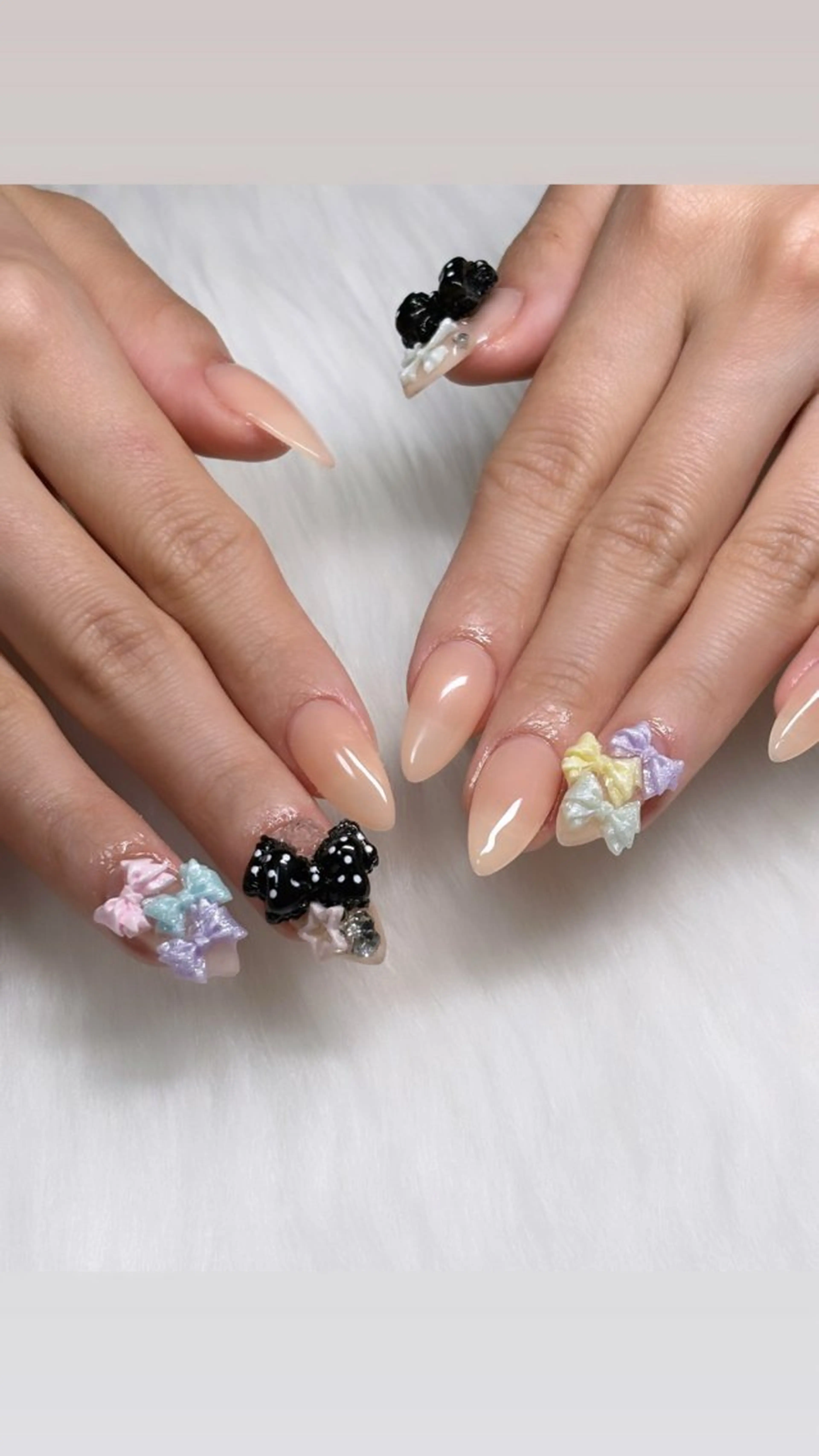 ネイル リボン ハンドネイル yuna 💕のネイルデザイン