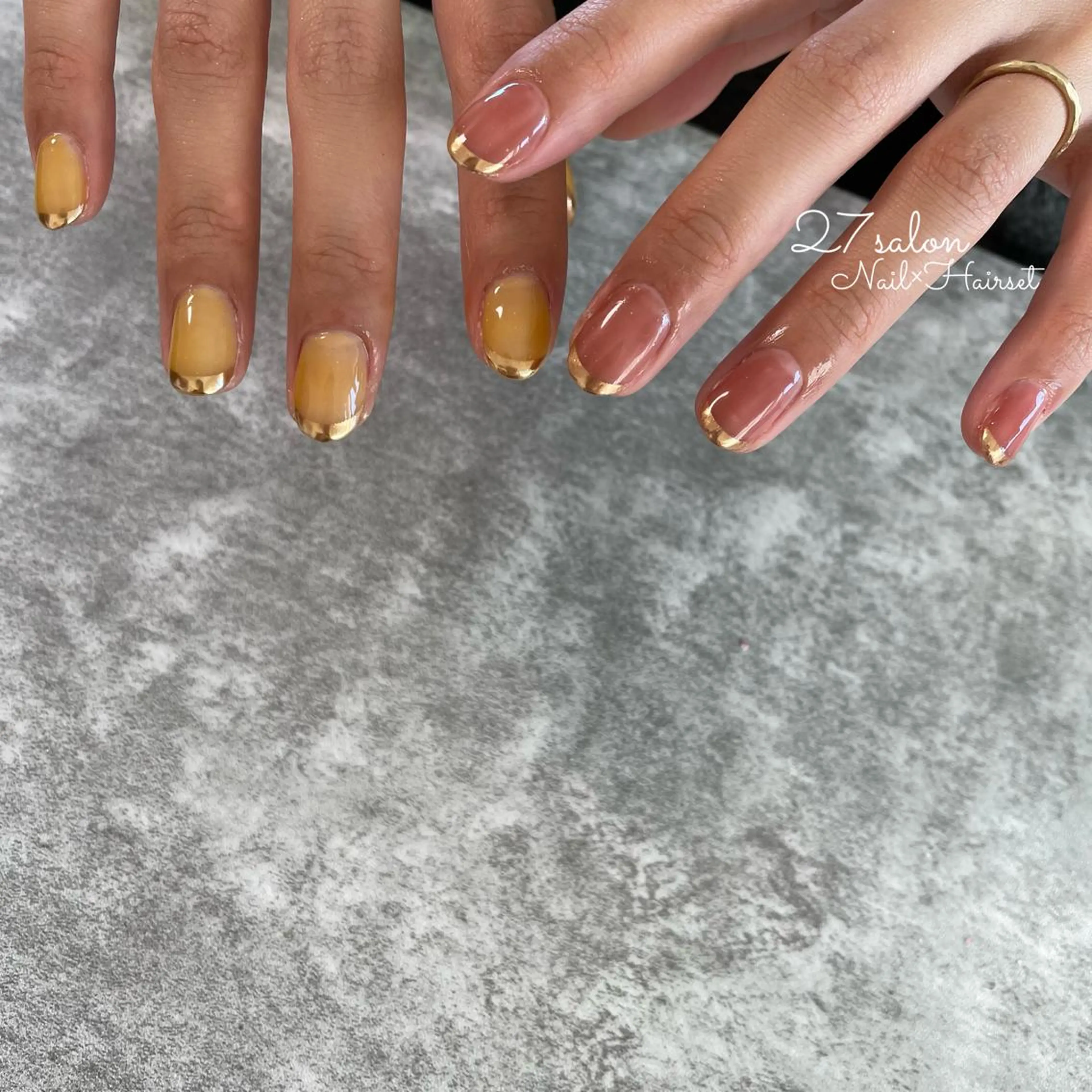 ネイル フレンチネイル ミラーネイル 27salon yuinaのネイルデザイン