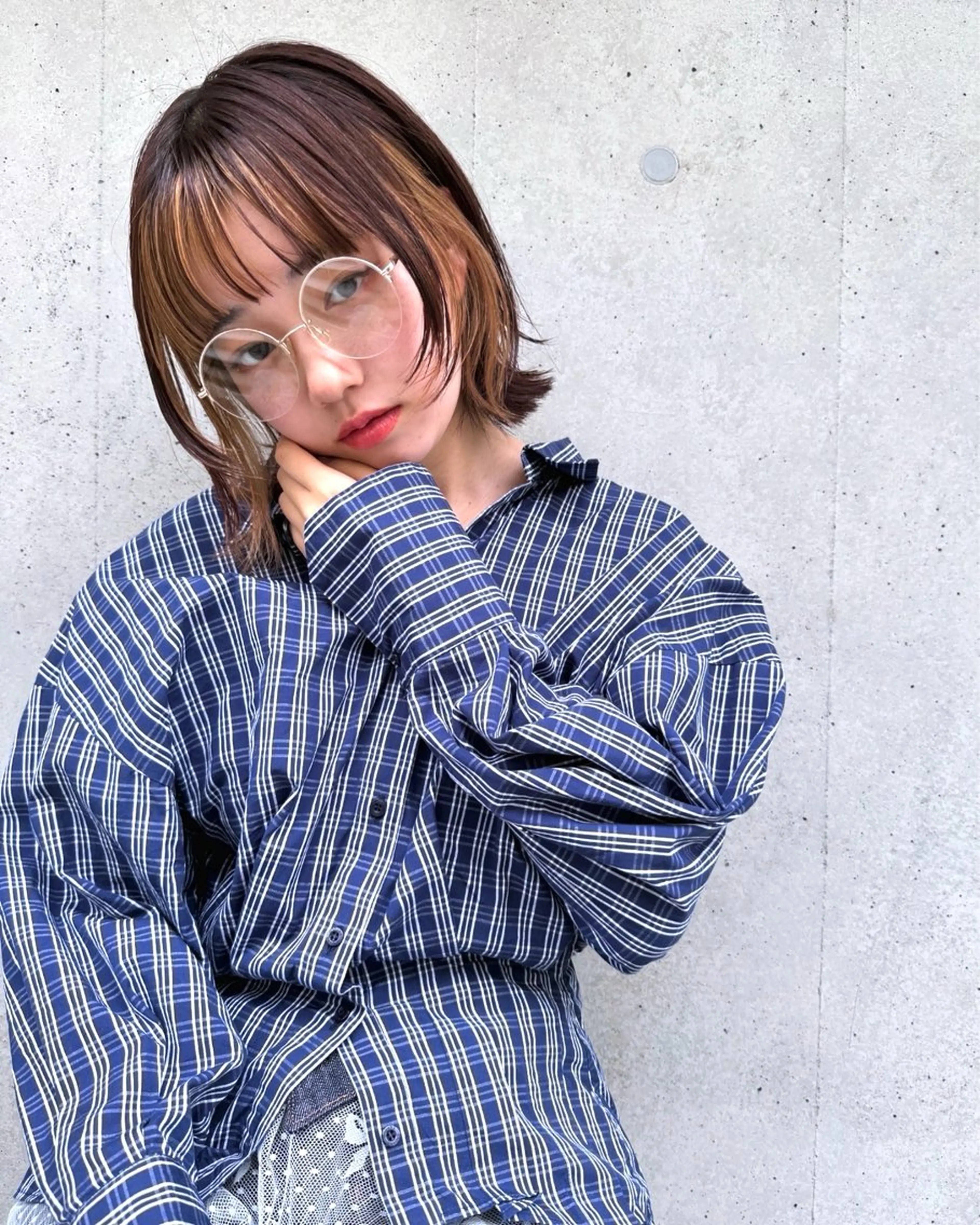 ミディアム カラー カット ヘアカラー トリートメント 嶋佐 昌大 シマサマオのヘアスタイル