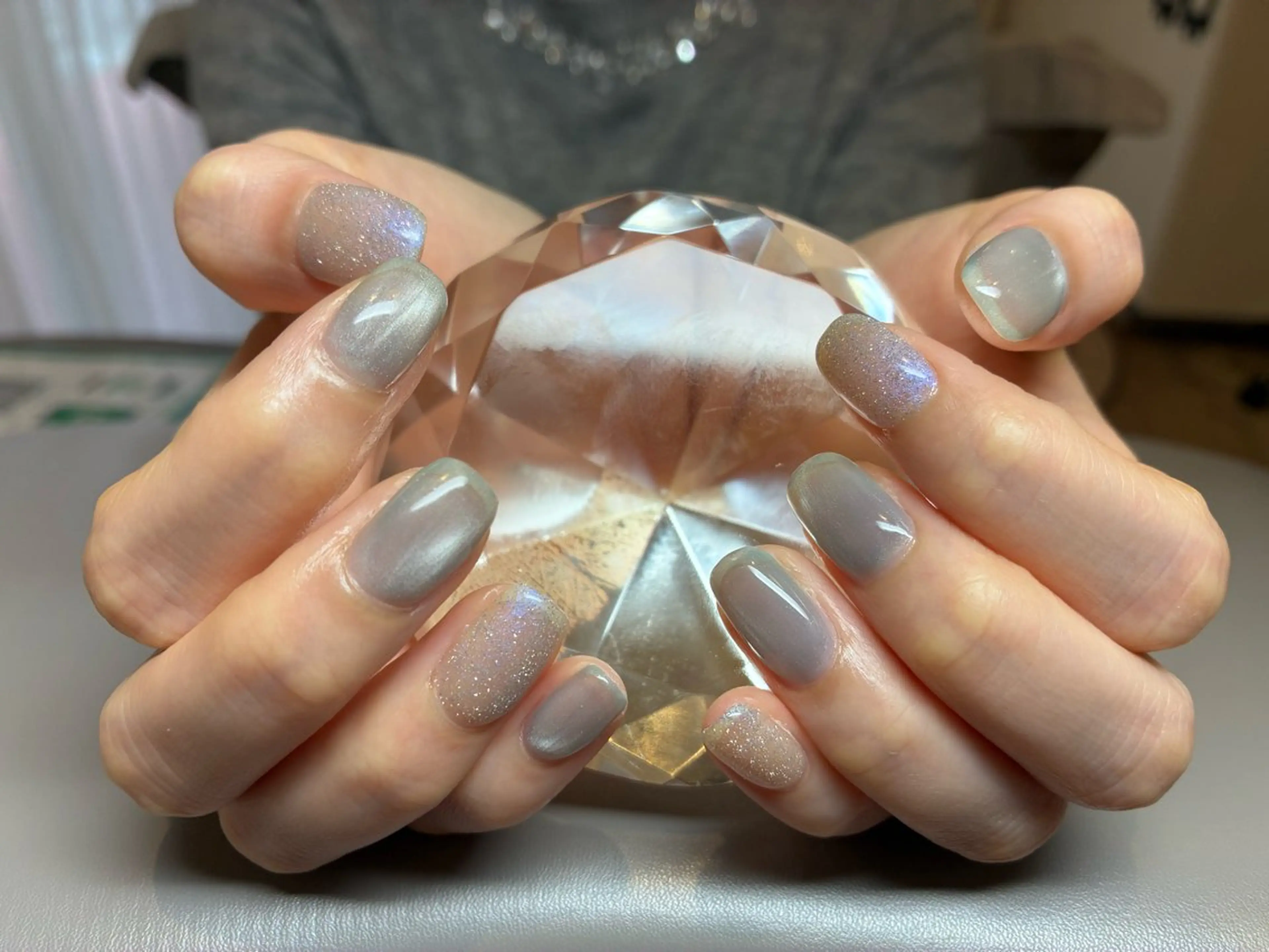 ネイル ブルー フラッシュネイル 氷ネイル・うるうるネイル キラキラネイル マグネットネイル ハンドネイル ECRLN Atsumiのネイルデザイン