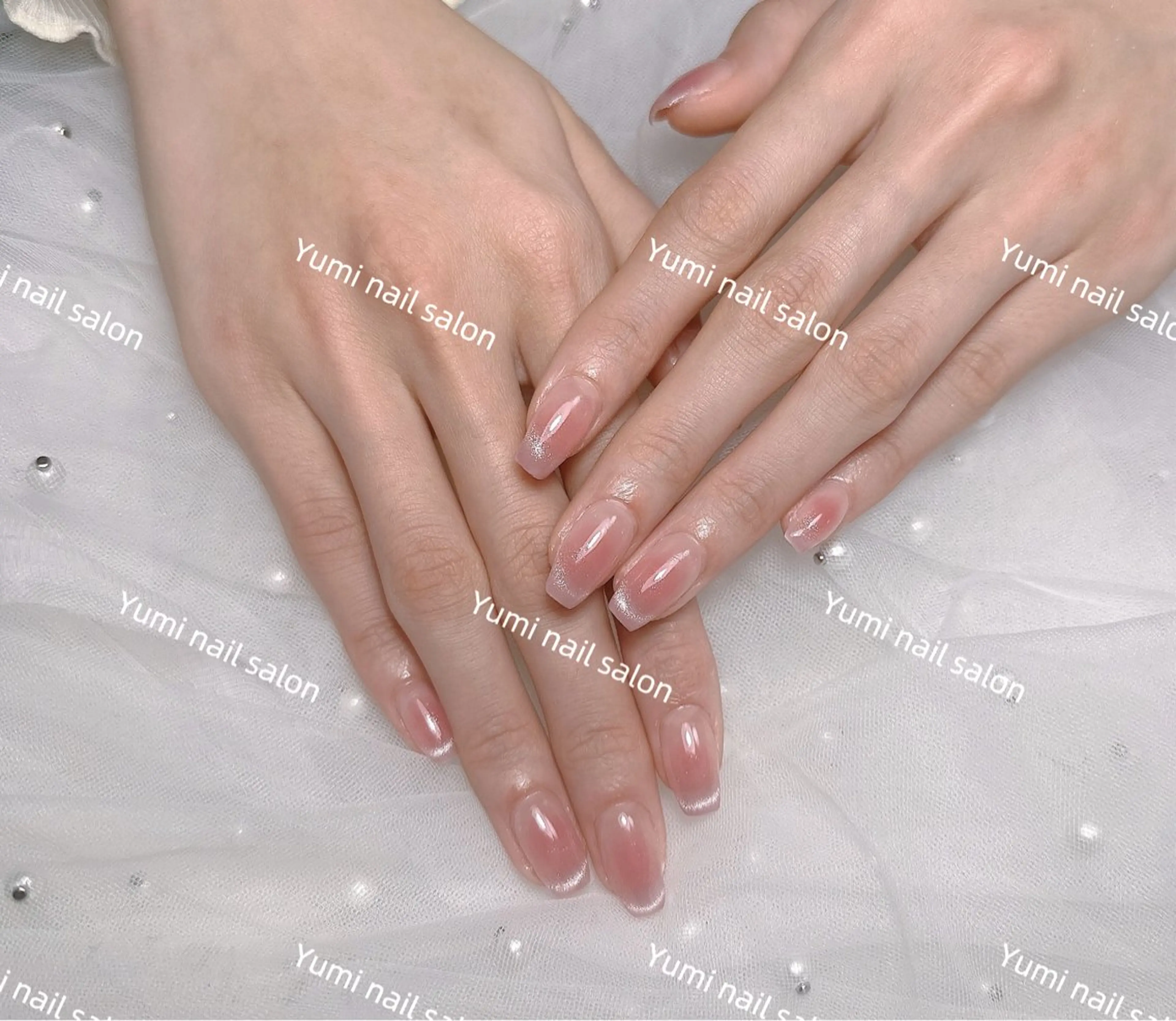 ネイル ハンドネイル shineジェル& チップ長さだしのネイルデザイン