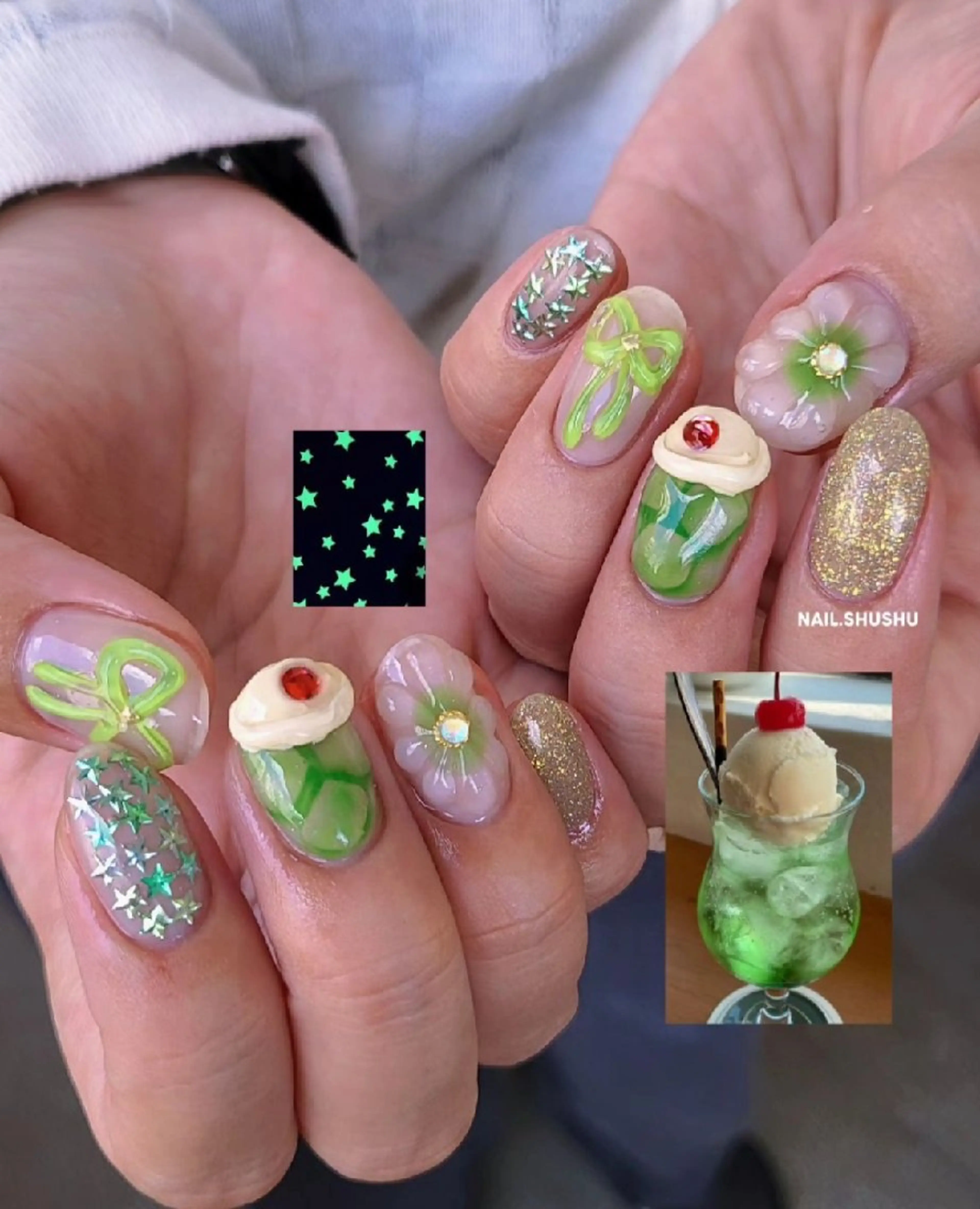 ネイル 3dパーツ/流行り 👧shushu❤️のネイルデザイン