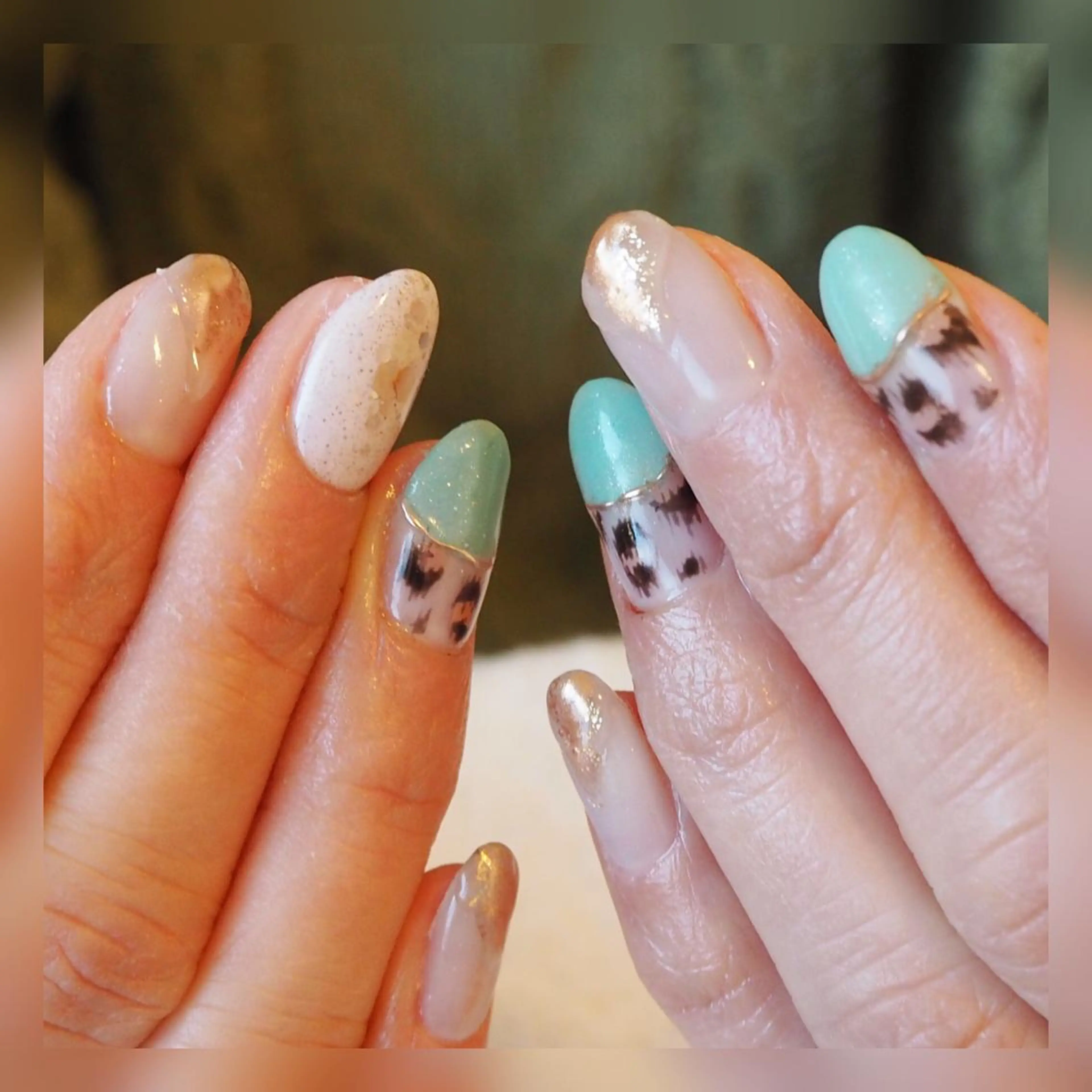 ネイル アニマル柄 フレンチネイル ホログラムネイル ミラーネイル ニュアンスネイル おうちのネイルサロン　konpeiTou〜こんぺいとう〜所属・おうちのネイルサロン KonpeiTouのネイルデザイン