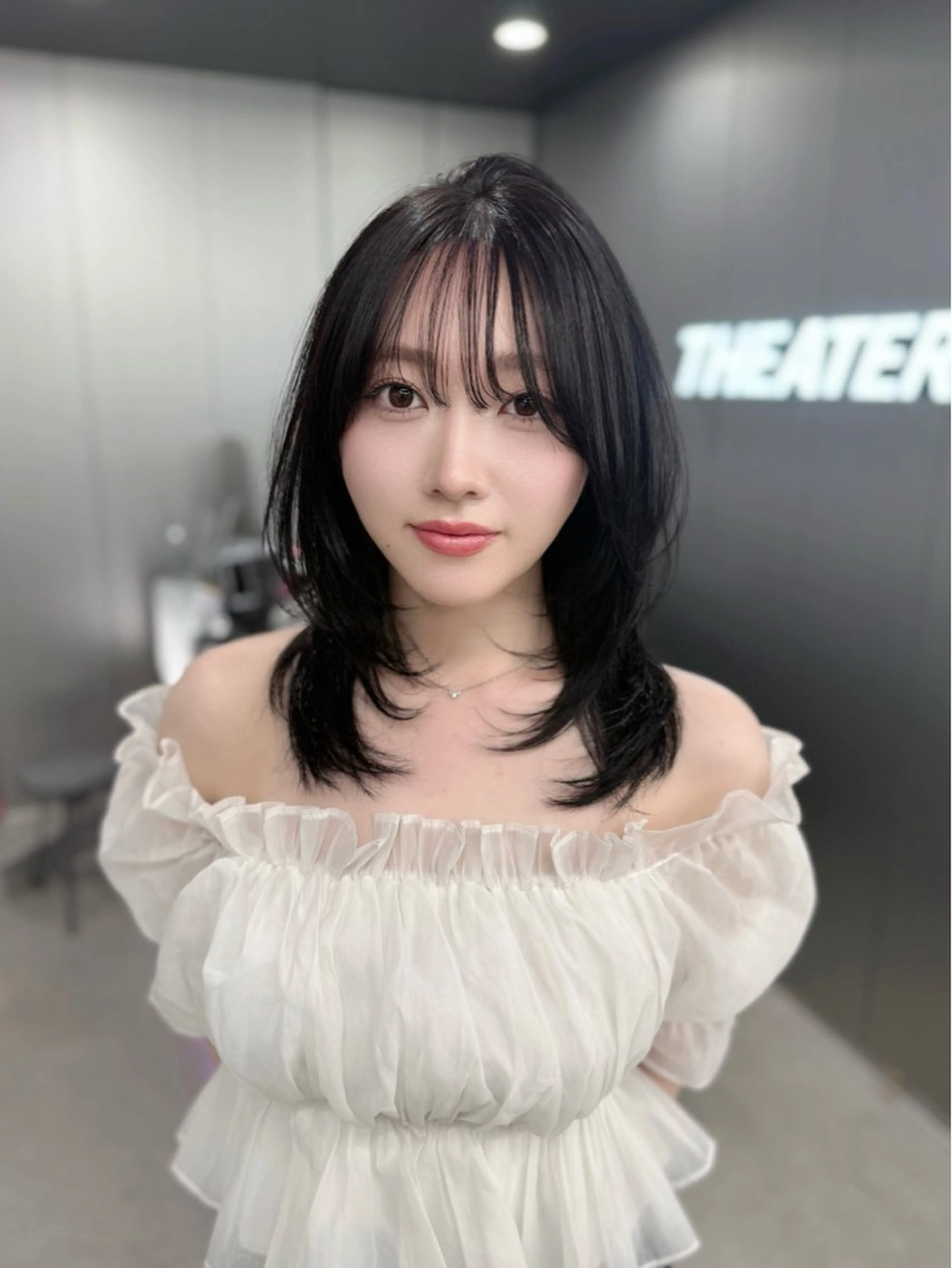 ロング カラー ダークグレー 顔周りカット ハッシュカット 韓国風ヘア レイヤーカット Sea Shinjuku所属・ハッシュカット/ 韓国レイヤーTERUのヘアスタイル