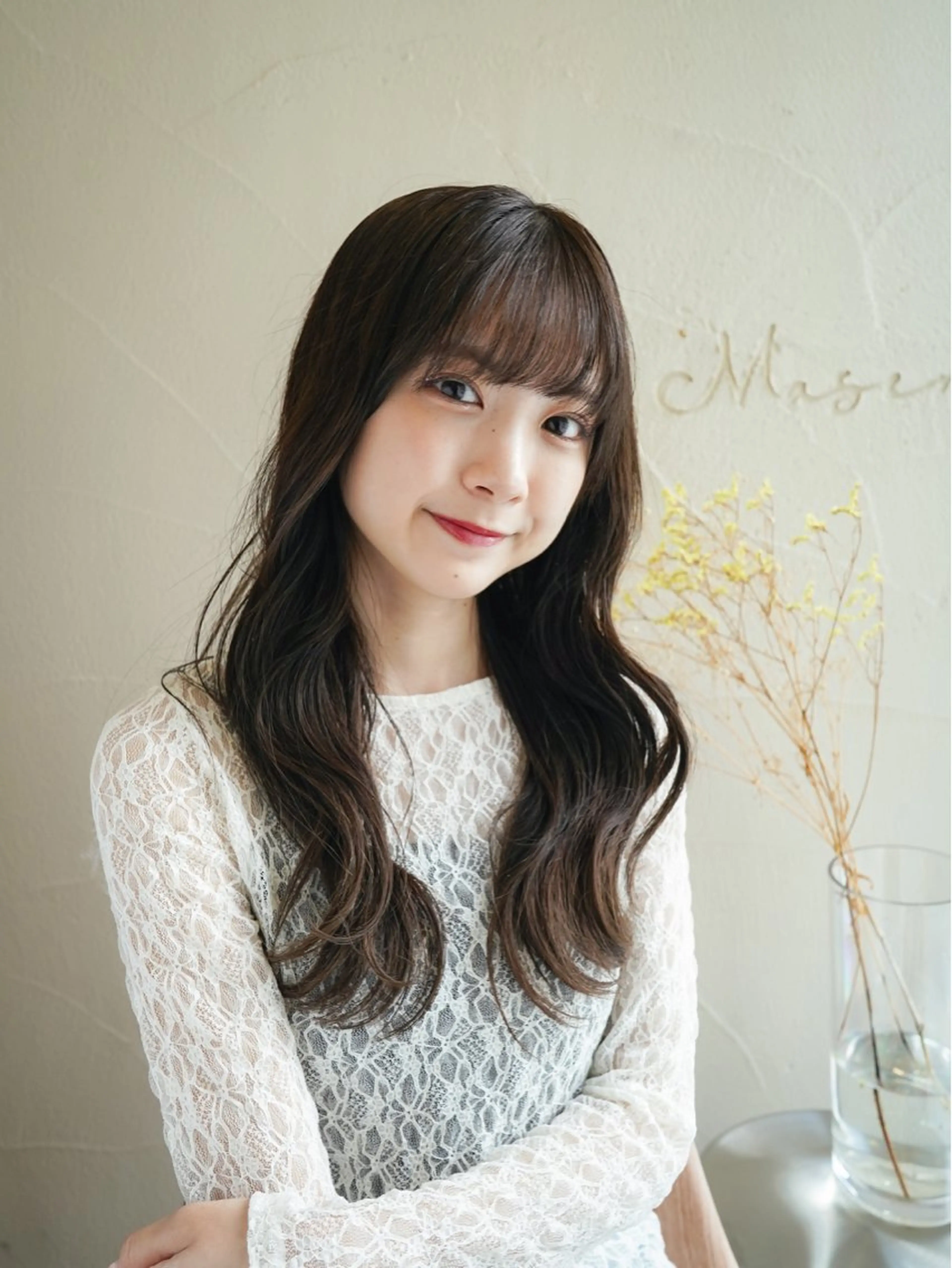 ミディアム 顔まわりレイヤー 韓国風ヘア レイヤーカット ローレイヤー 縮毛矯正 Masena所属・【必ず似合わせます】 川口航平のヘアスタイル