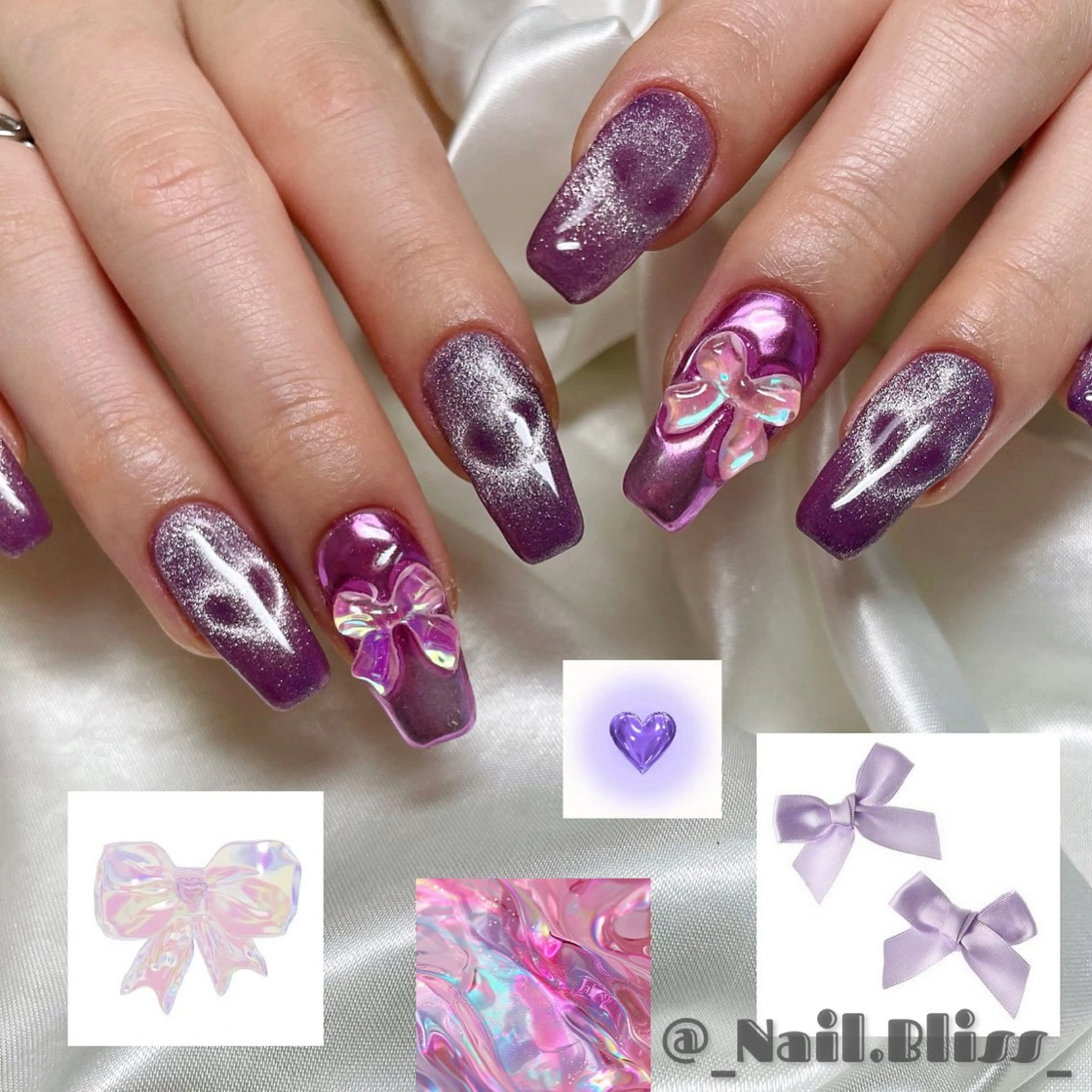 ネイル ハート マグネットネイル ミラーネイル ハンドネイル NAIL BLISSのネイルデザイン