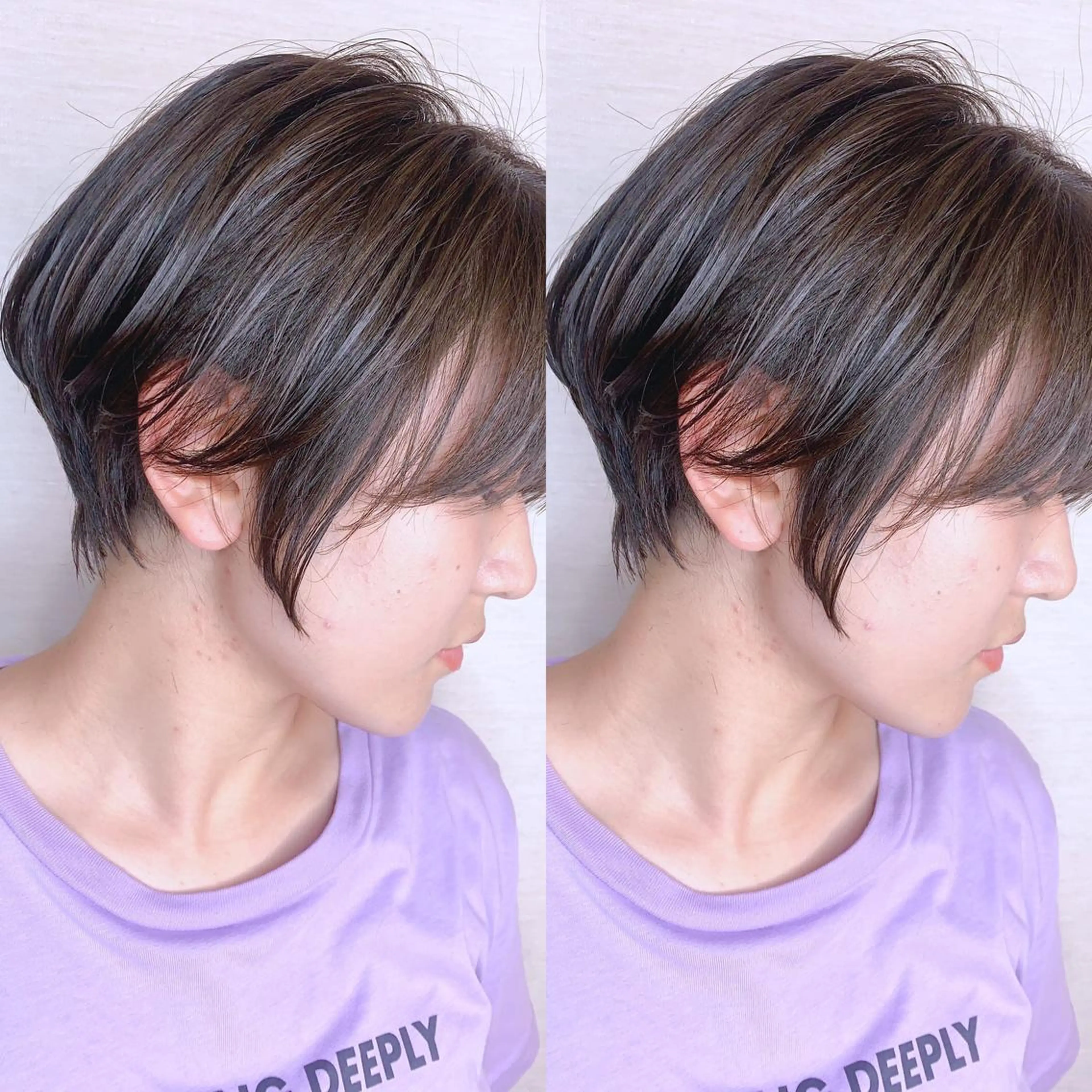 ショート カラー 韓国レイヤーカット/ ダブルカラーのヘアスタイル