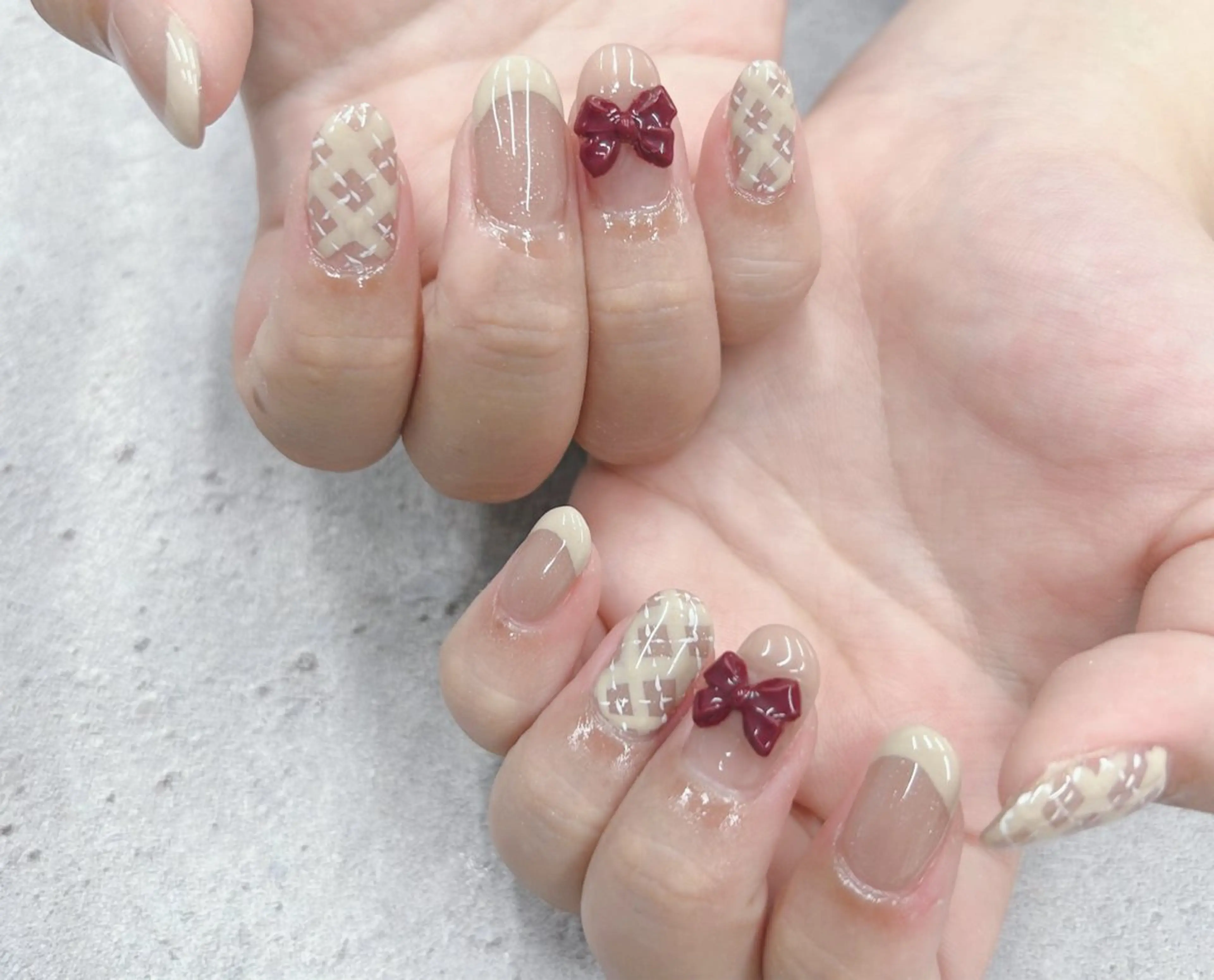 ネイル フレンチネイル リボン ハンドネイル Nail Salon agré所属・agré ネイルサロン　アグレのネイルデザイン