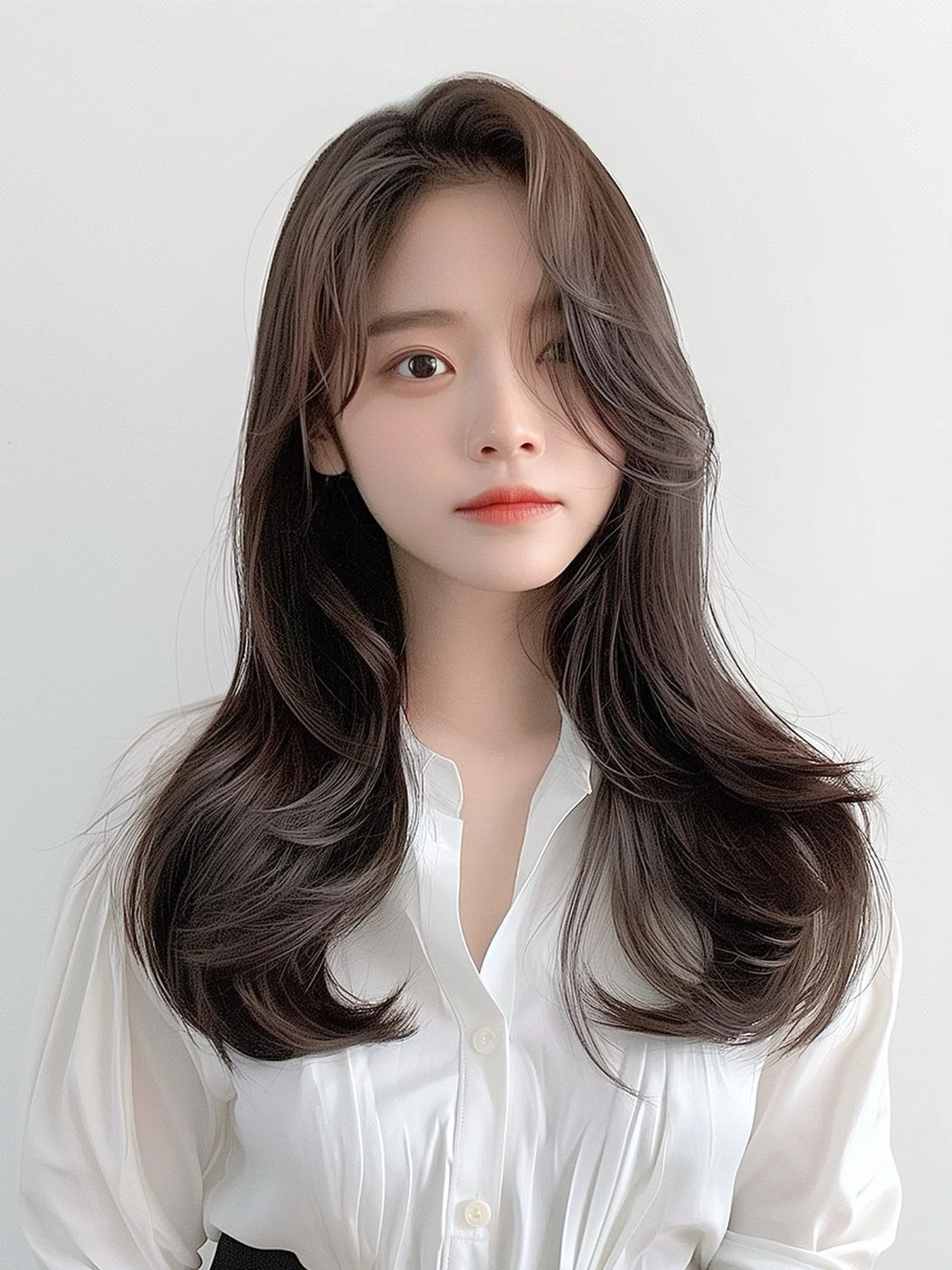 セミロング 韓国風ヘア レイヤーカット 神戸でブリーチなら puty/レイヤーのヘアスタイル