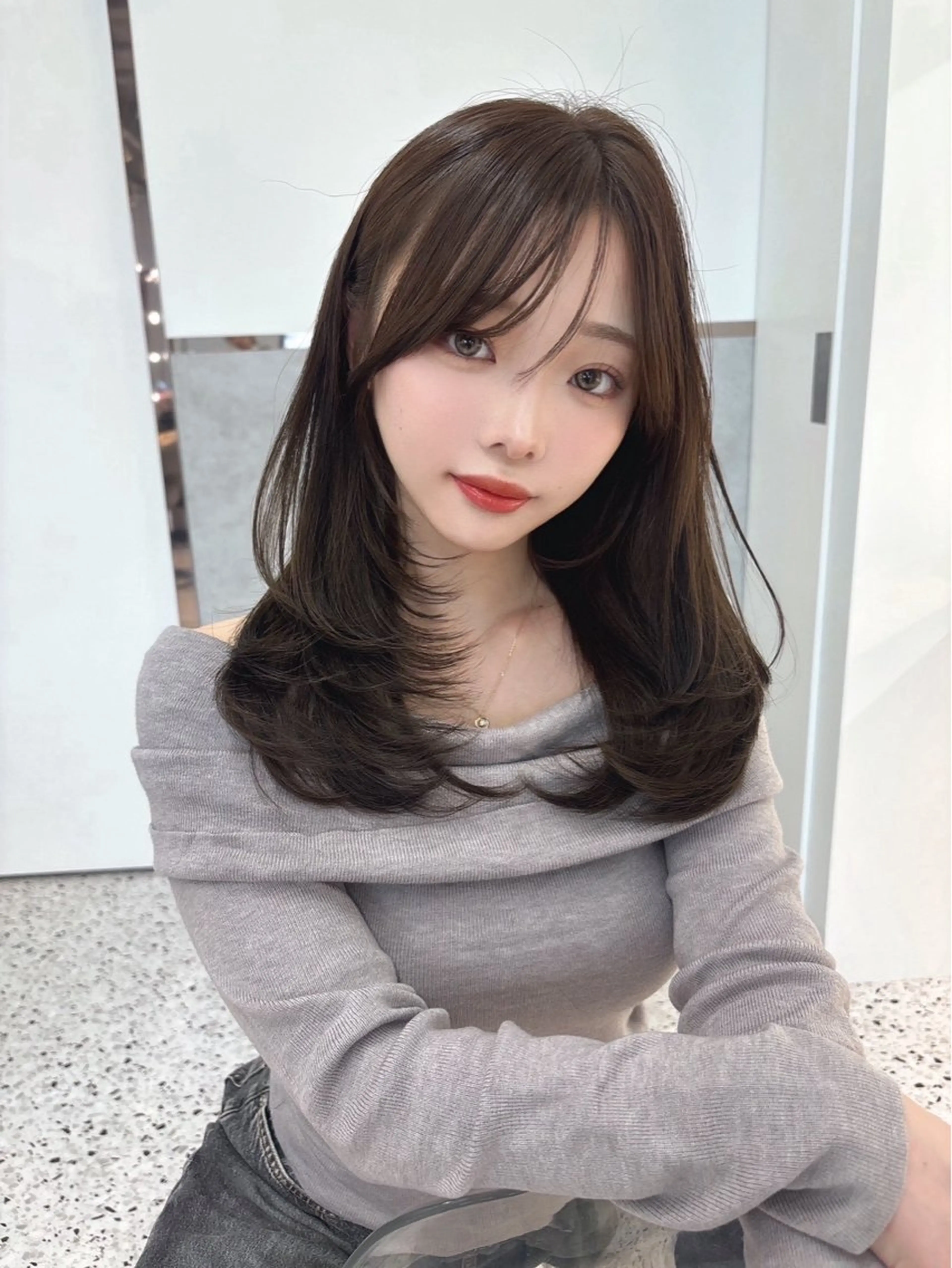 セミロング カラー カット ヘアカラー トリートメント Lond mare レイヤーカット/韓国のヘアスタイル