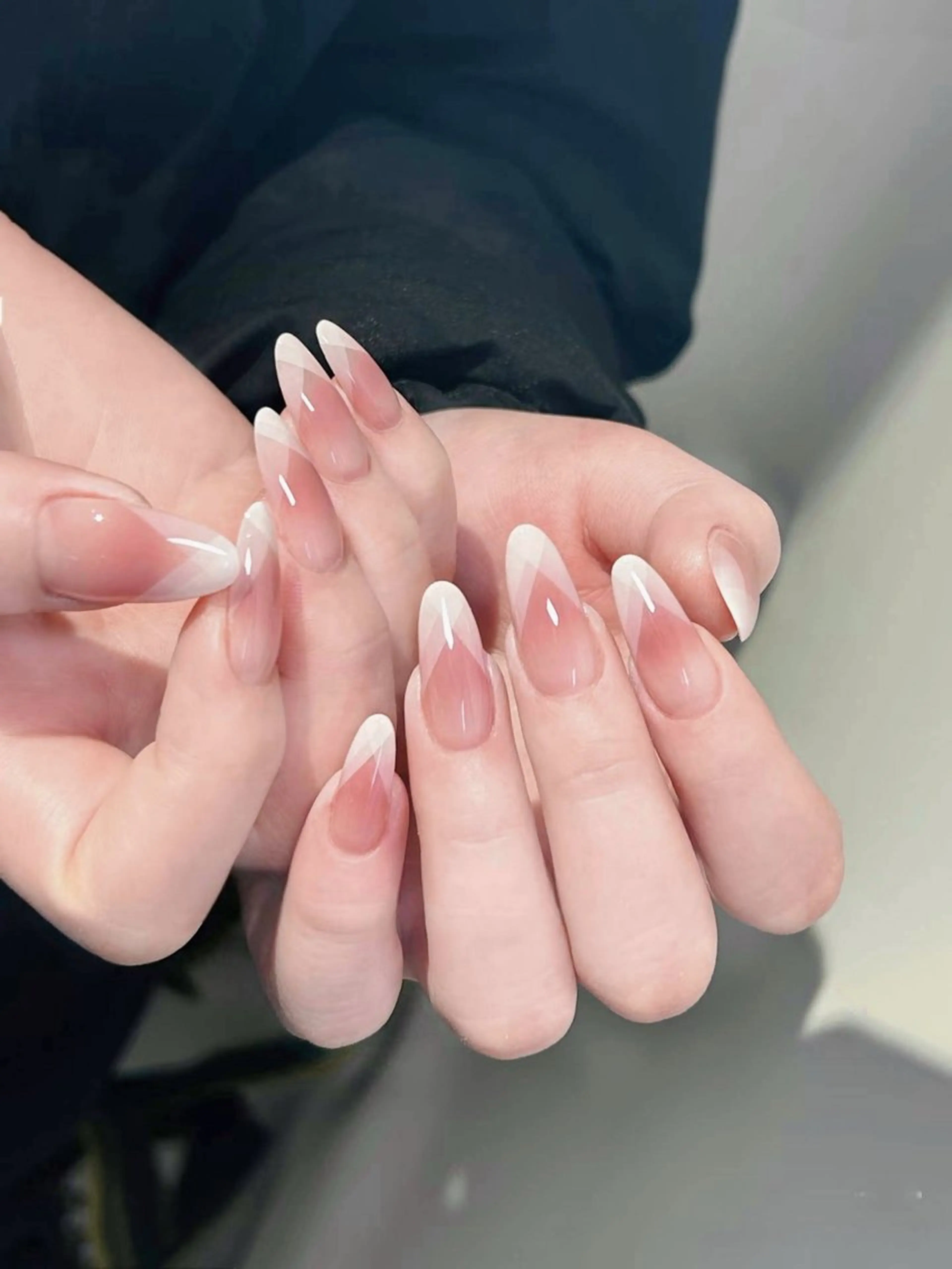 ネイル チークネイル ダブルフレンチ フレンチネイル オフィスネイル シンプルネイル ハンドネイル ハンドケア DarkHoney 池袋店のネイルデザイン