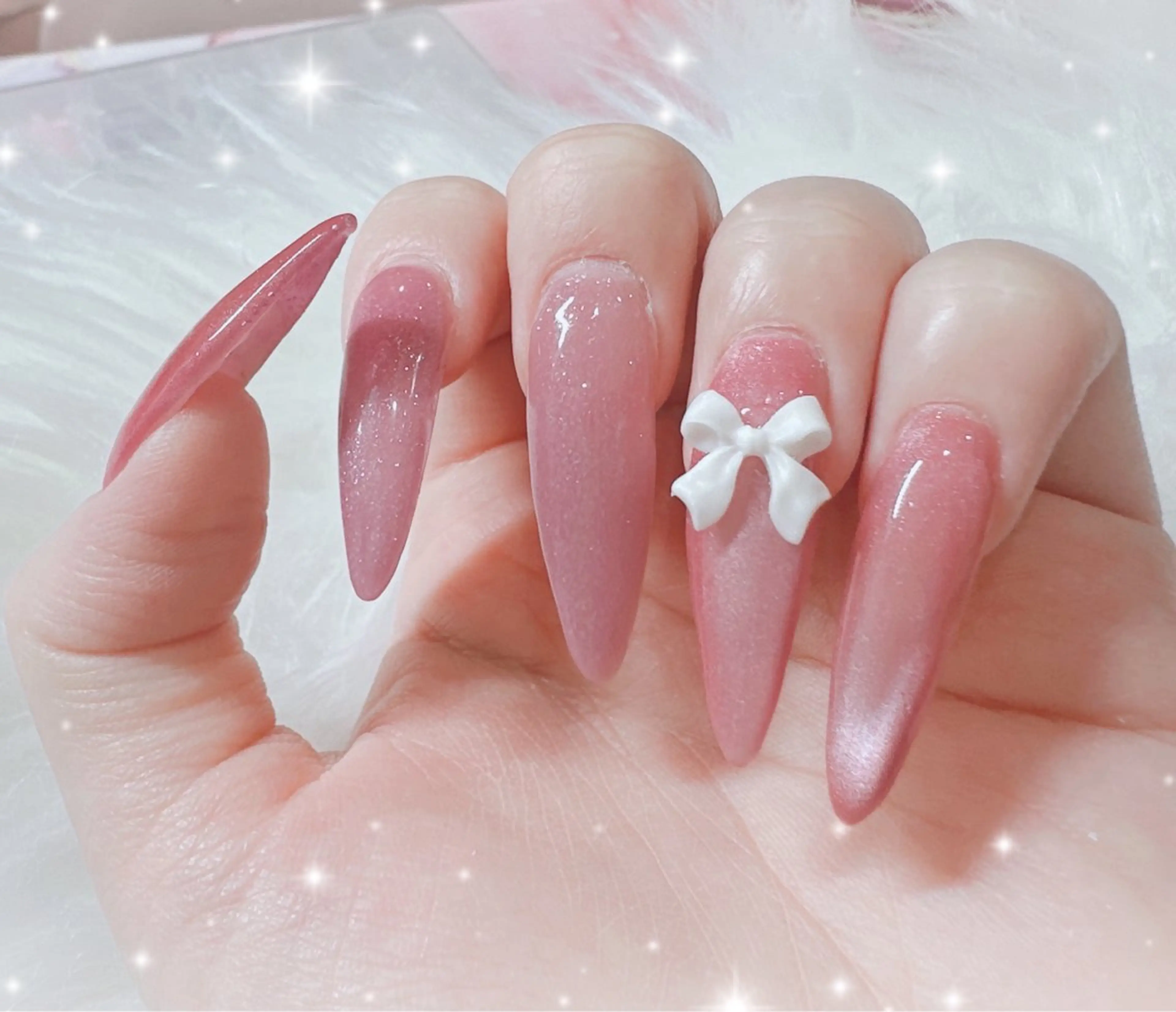 ネイル ワンカラーネイル リボン Nail & Personalcolor Ring所属・⭐️Chiharu ⭐️のネイルデザイン