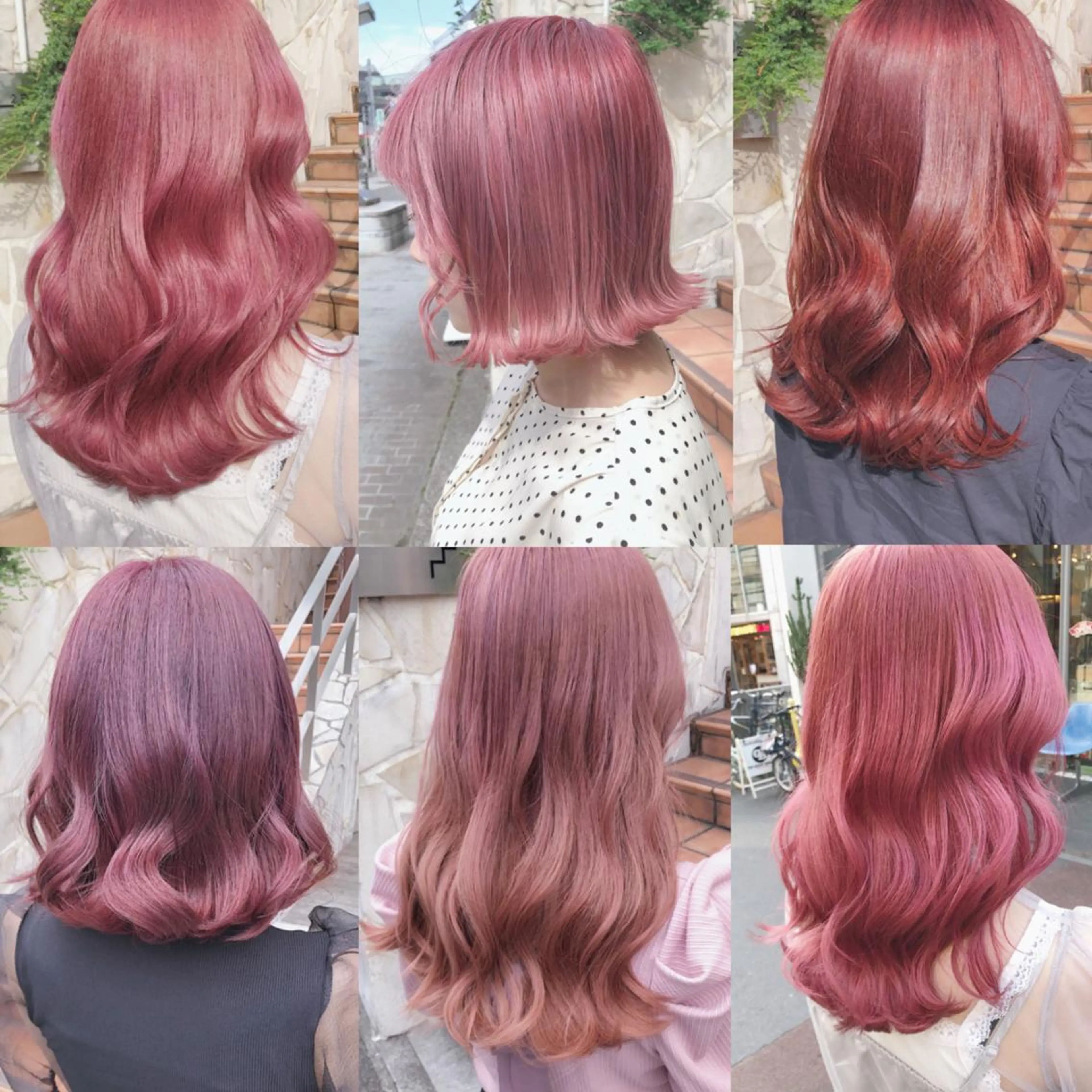 セミロング カラー ピンクカラー ヘアカラー トリートメント ヘアセット 💟Chloe原宿店 🩶ハイトーンのヘアスタイル