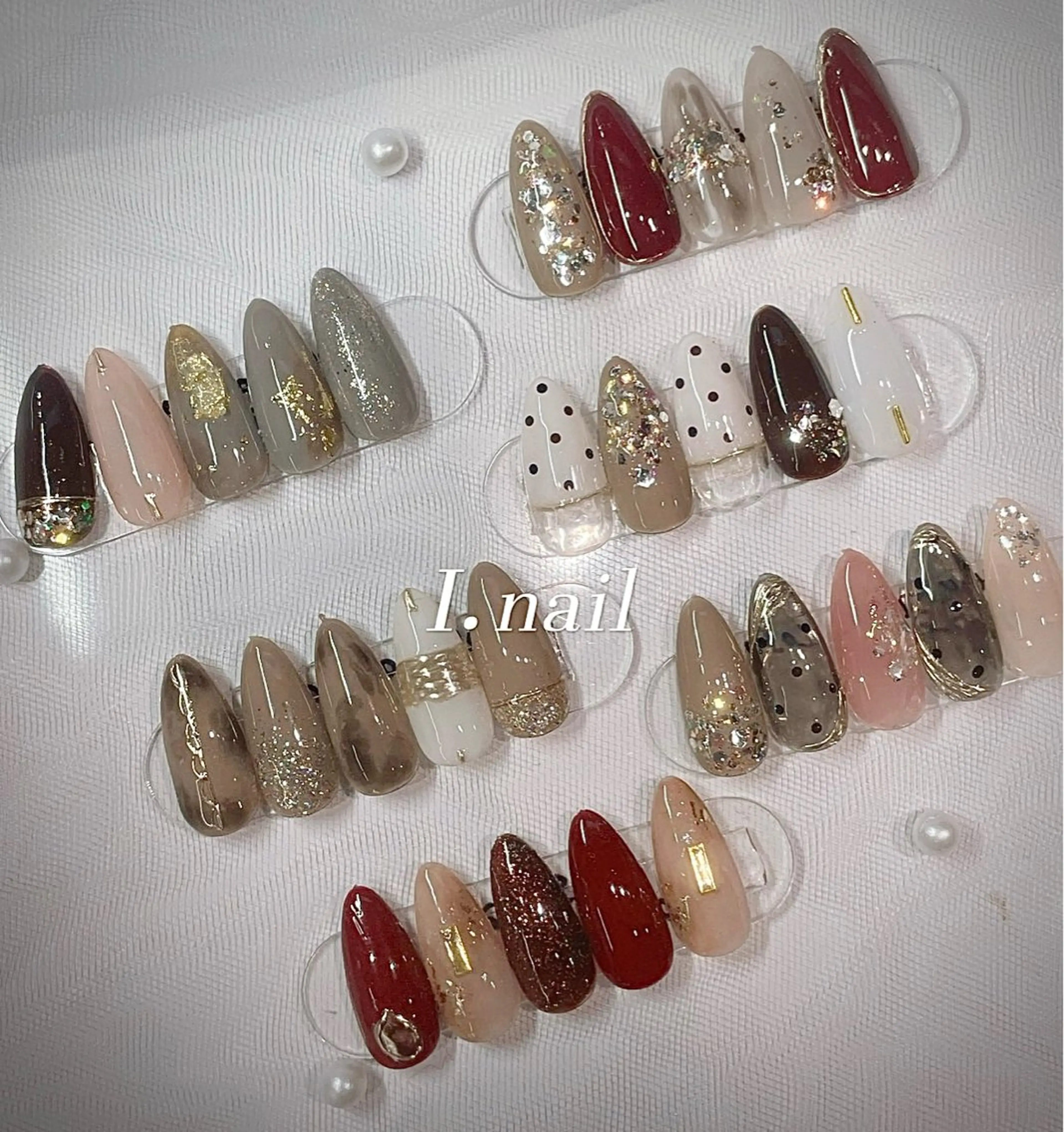 ネイル ハンドネイル I-nailロング /ワンホン/キラキラのネイルデザイン