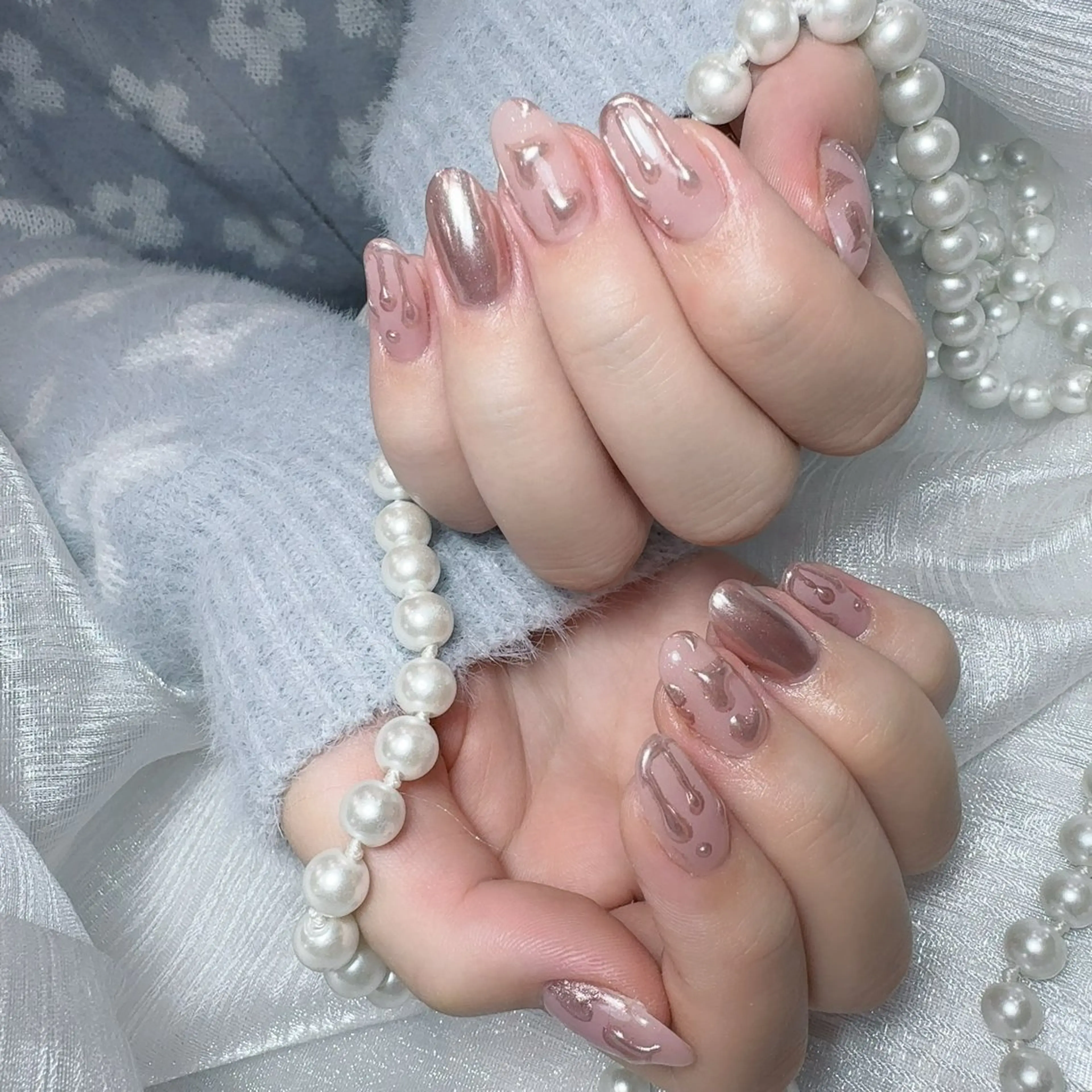 ネイル アートネイル フラッシュネイル フレンチネイル ジェルネイル ガラスフレンチ You&Me Yukiのネイルデザイン