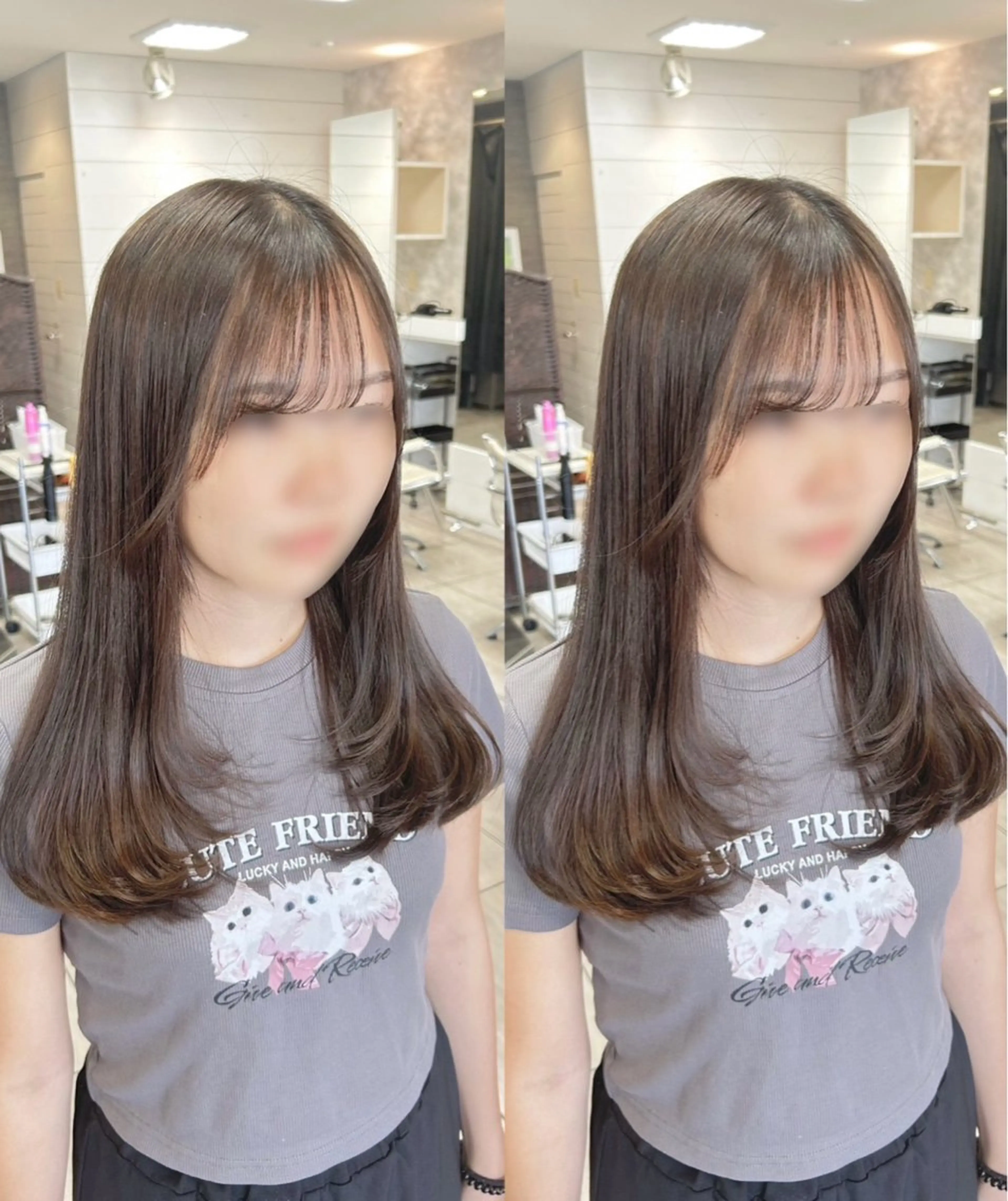 ミディアム 顔まわりレイヤー 顔周りカット レイヤーカット カット ヘアカラー 🫧艶髪カラー🫧 森本くるみのヘアスタイル