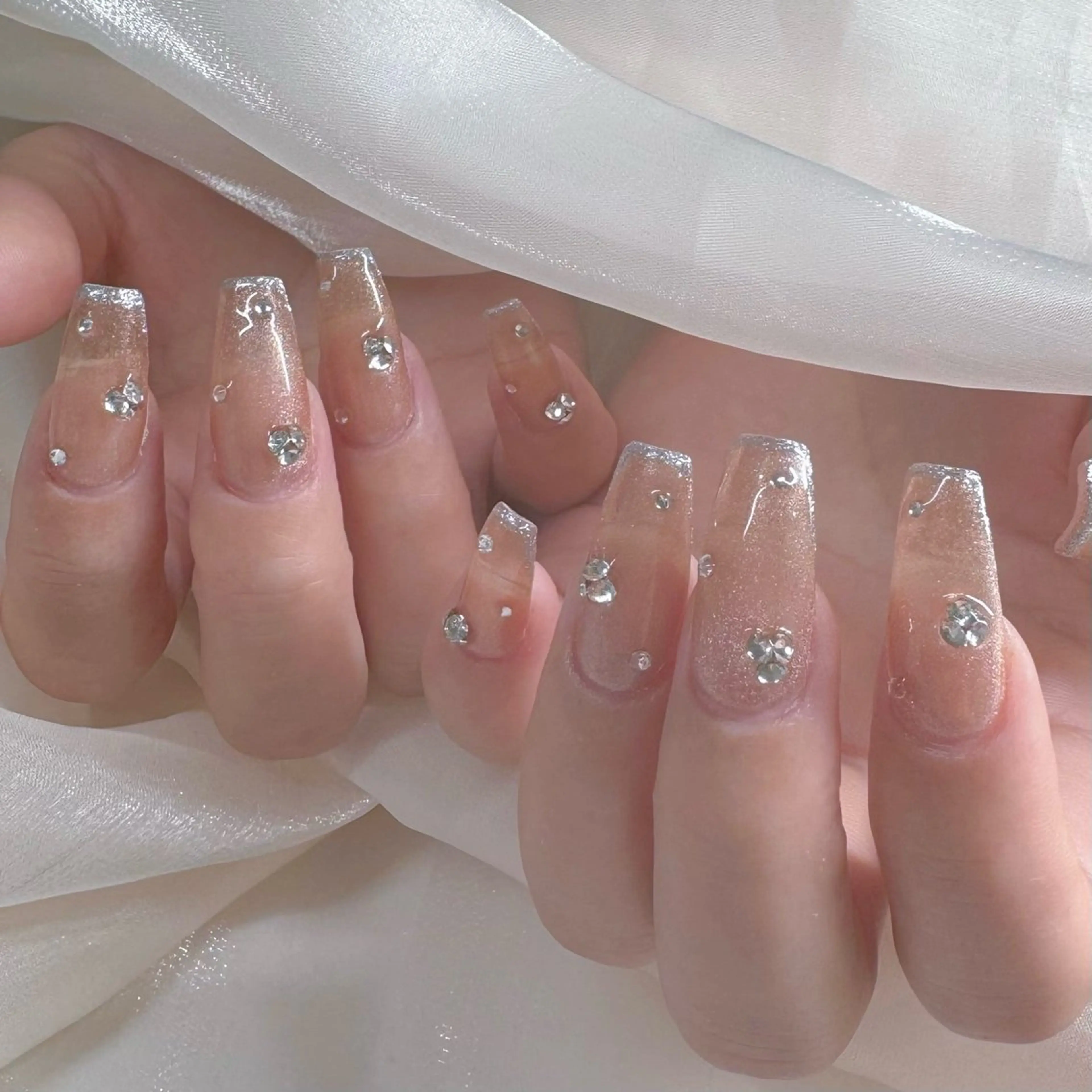 ネイル クリアネイル フレンチネイル キラキラネイル ロングネイル マグネットネイル princess 木戸　唯のネイルデザイン