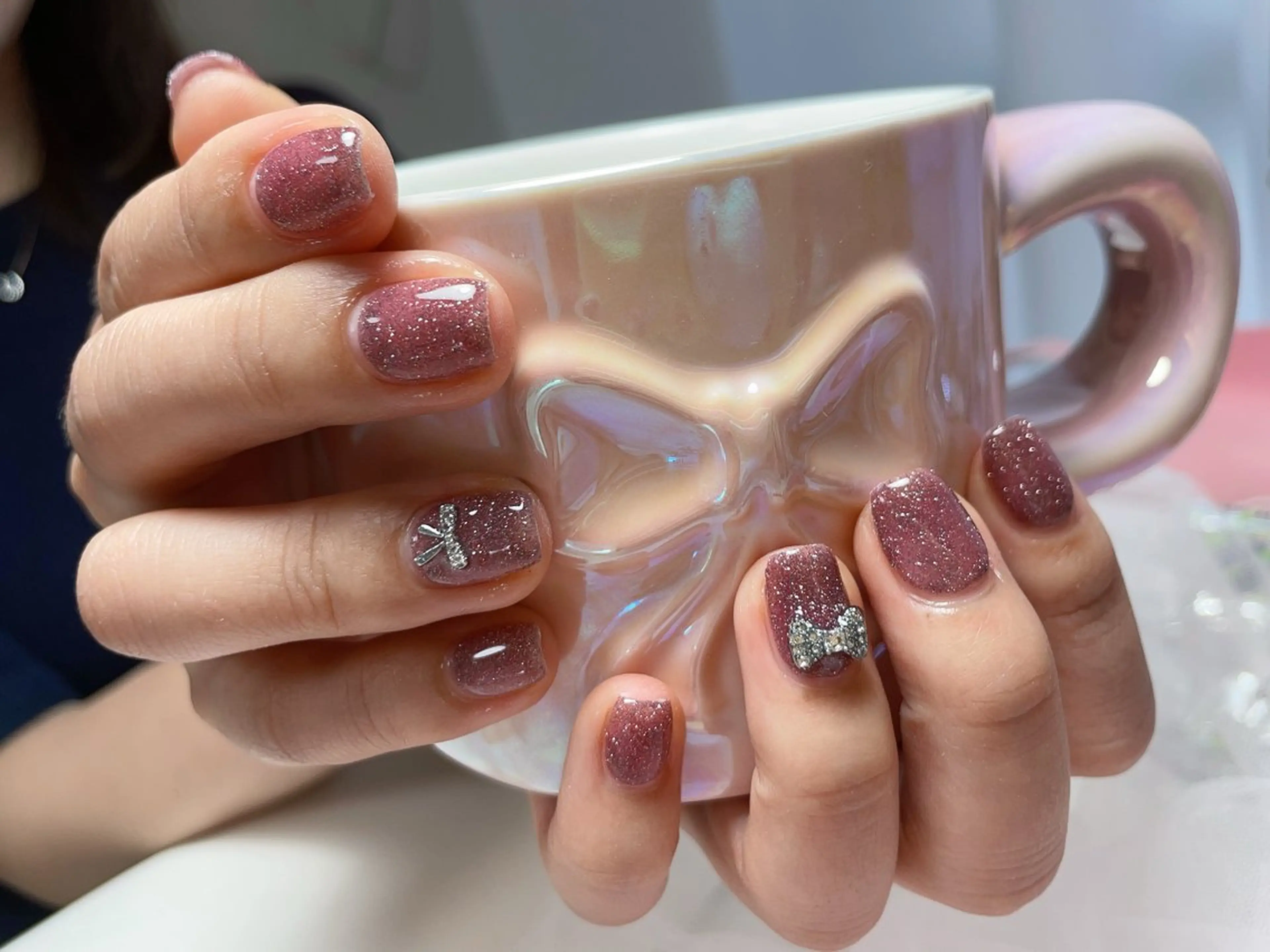 ネイル マグネットネイル ニュアンスネイル オフィスネイル ワンカラーネイル ピンク ハンドネイル Mnail _KKのネイルデザイン