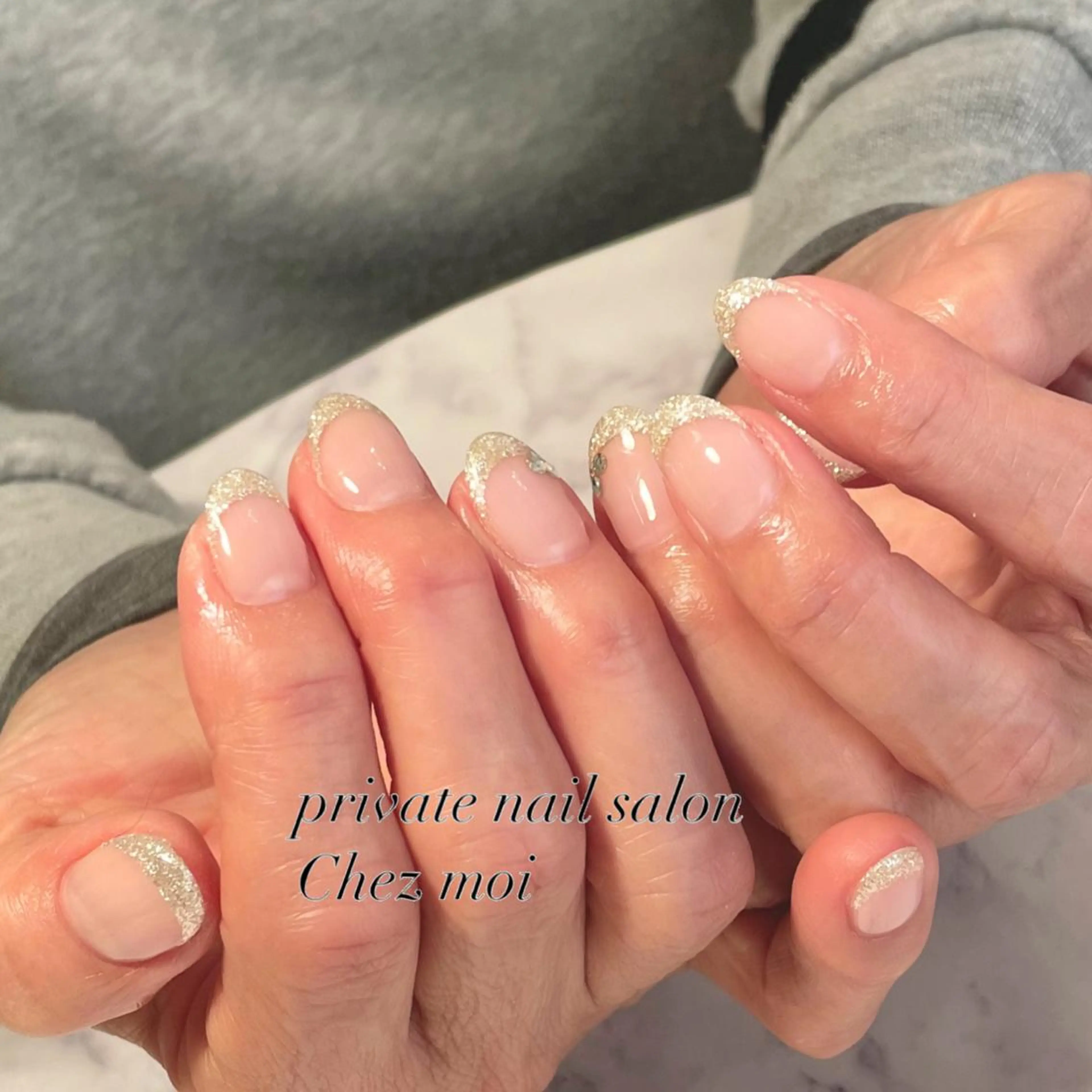 ネイル フレンチネイル ラメ(グリッター) KOMINE TOMOKOのネイルデザイン