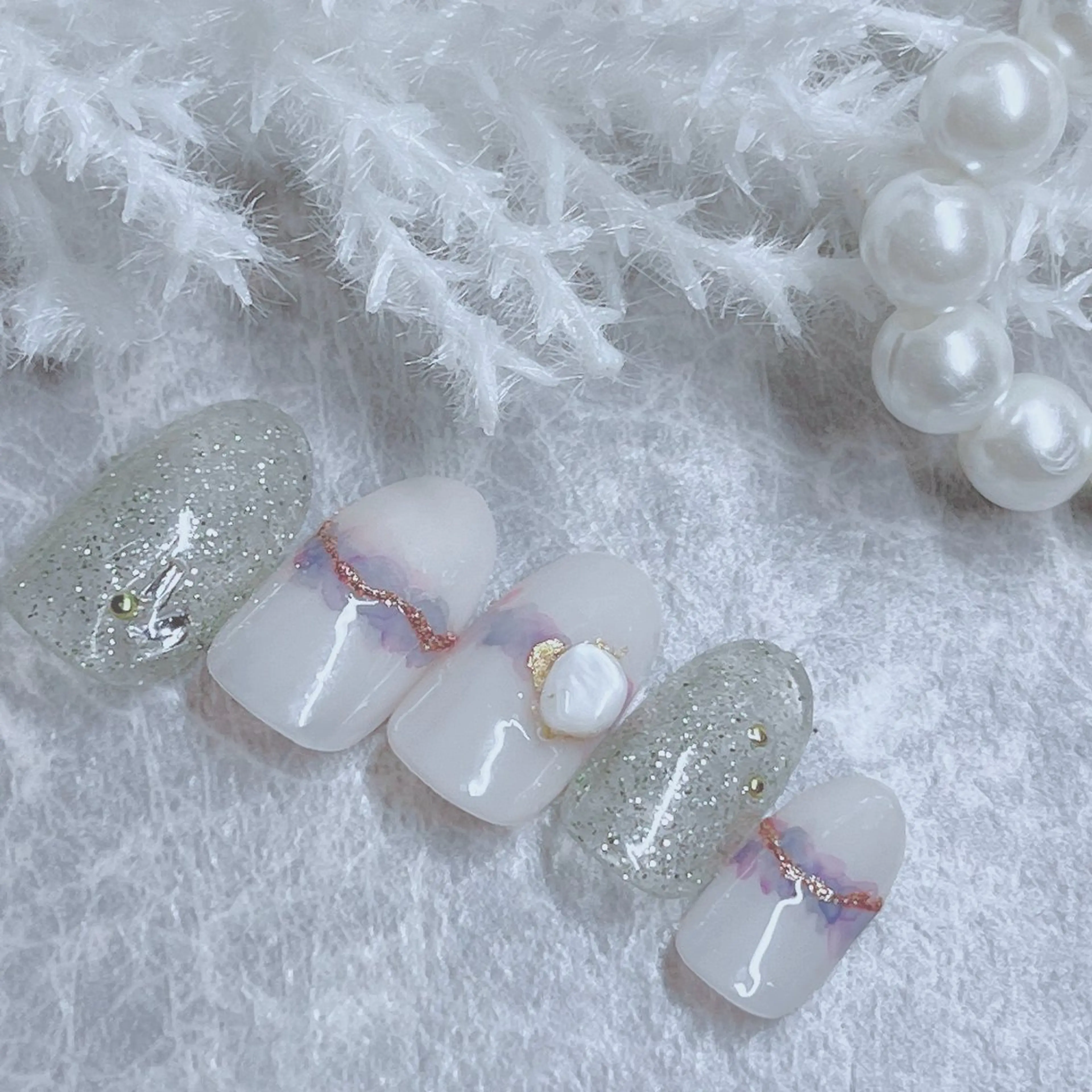 ネイル フラッシュネイル ❁miju nail 大人上品/自爪育成のネイルデザイン