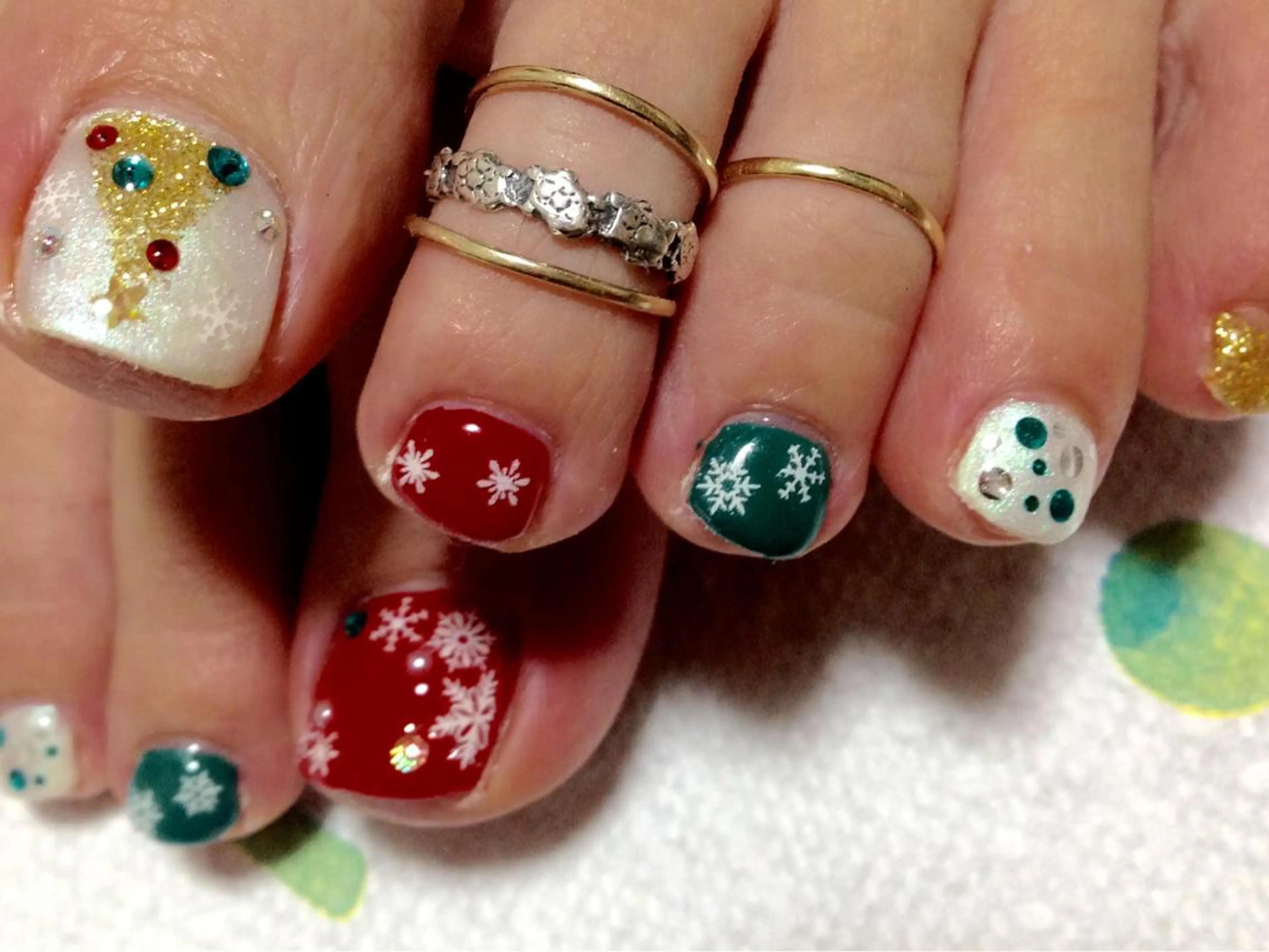 ネイル アートネイル フットネイル 冬ネイル クリスマス フットネイル リラネイル所属・福田 美代子のネイルデザイン