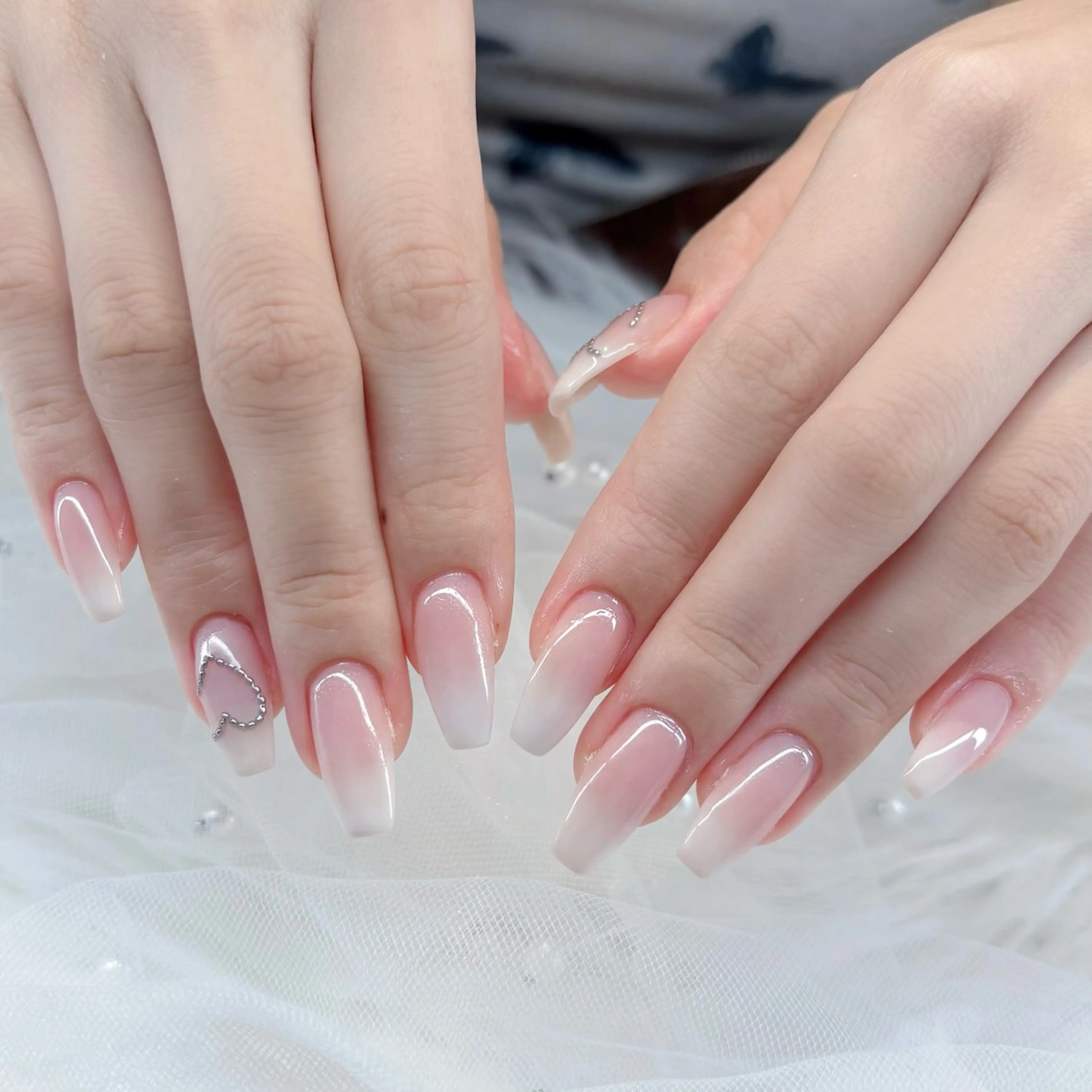 ネイル ハート ワンホンネイル ハンドネイル ぷりゅねる 心斎橋のネイルデザイン