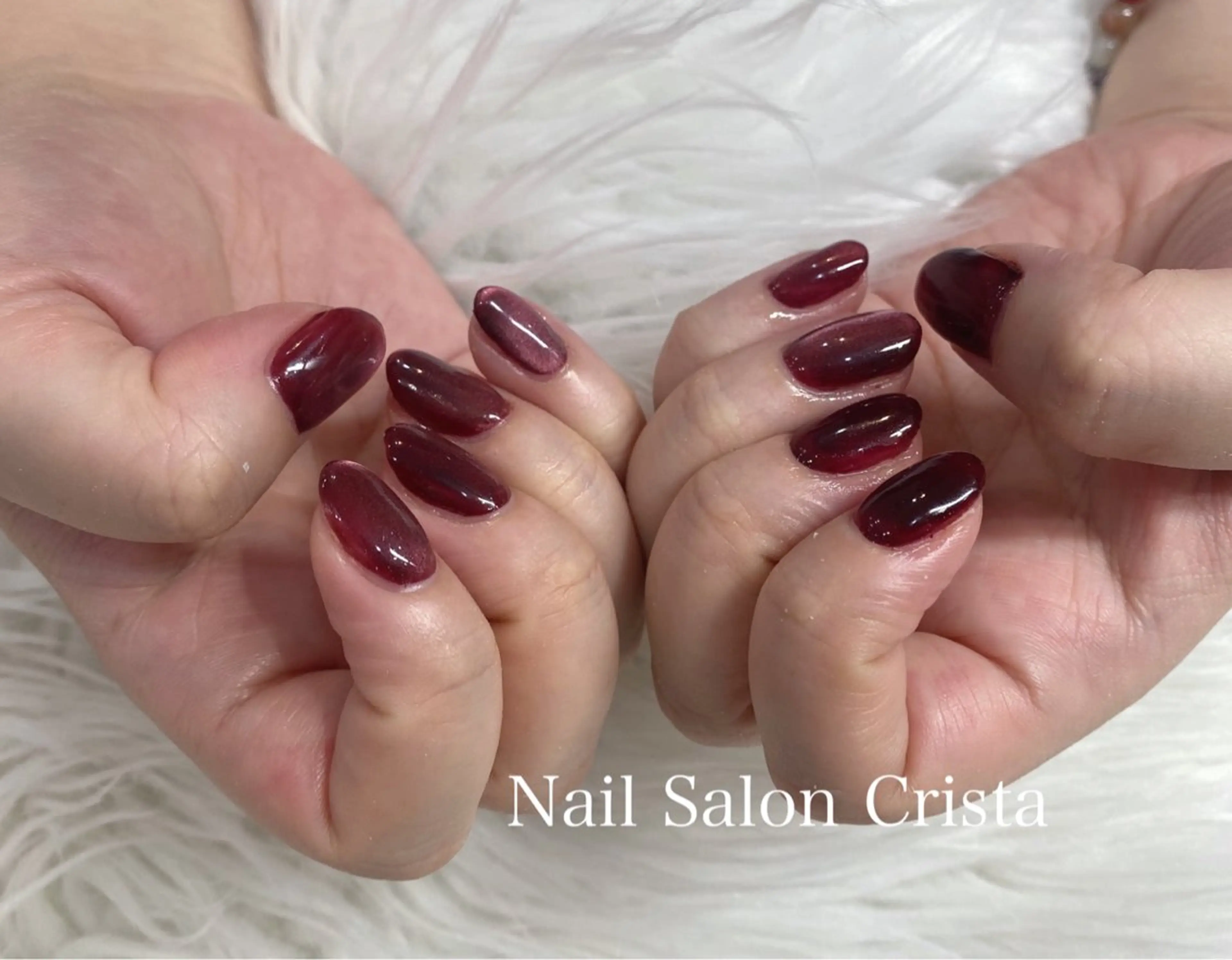 ネイル ジェルネイル マグネットネイル パラジェル 赤色 ハンドネイル CRISTA所属・CRISTA MOMOのネイルデザイン