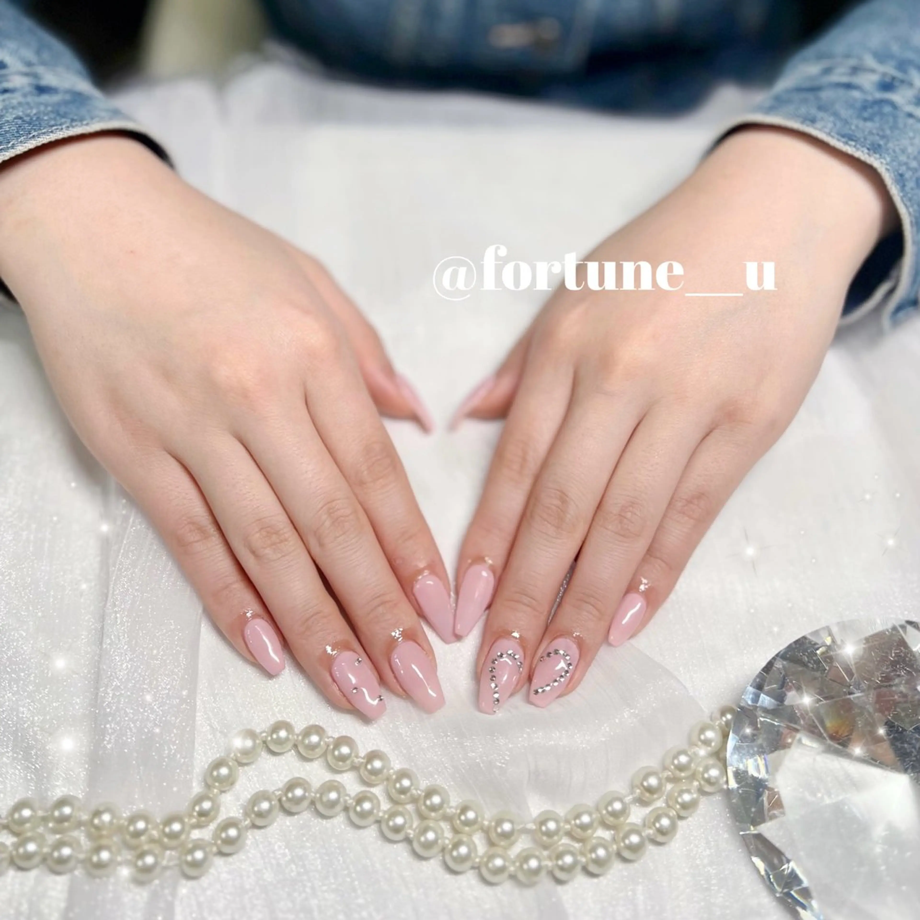 ネイル チークネイル ガーリー 韓国ネイル 水色 持ち込み ハンドネイル 1/19空✩.*💜 Yuuna💜のネイルデザイン