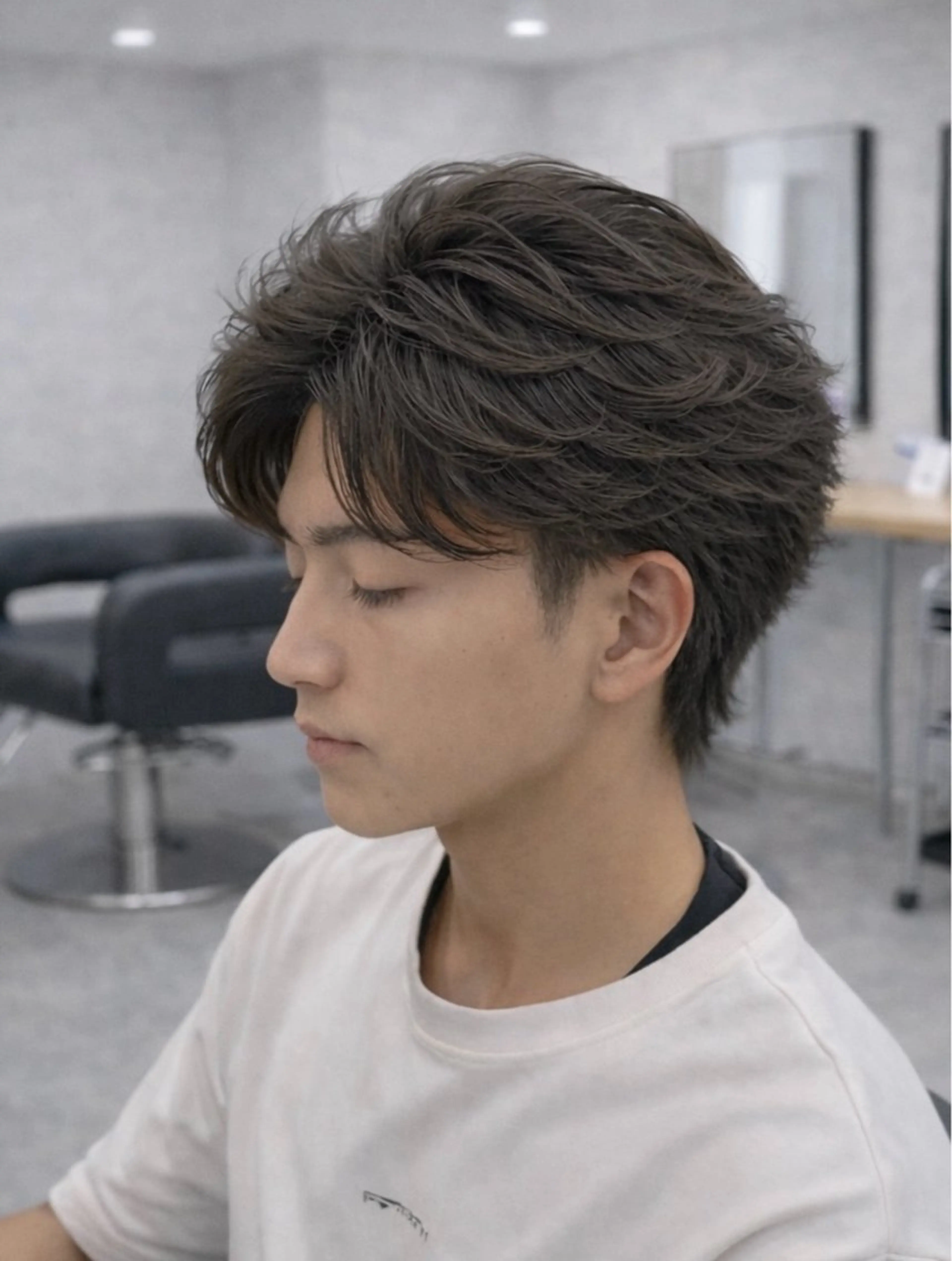 ミディアム パーマ ヘアアレンジ メンズ ミディアムパーマ フェザーパーマ メンズパーマ ニュアンスパーマ カット パーマ 💥社会人パーマ 小林 海斗💥のヘアスタイル