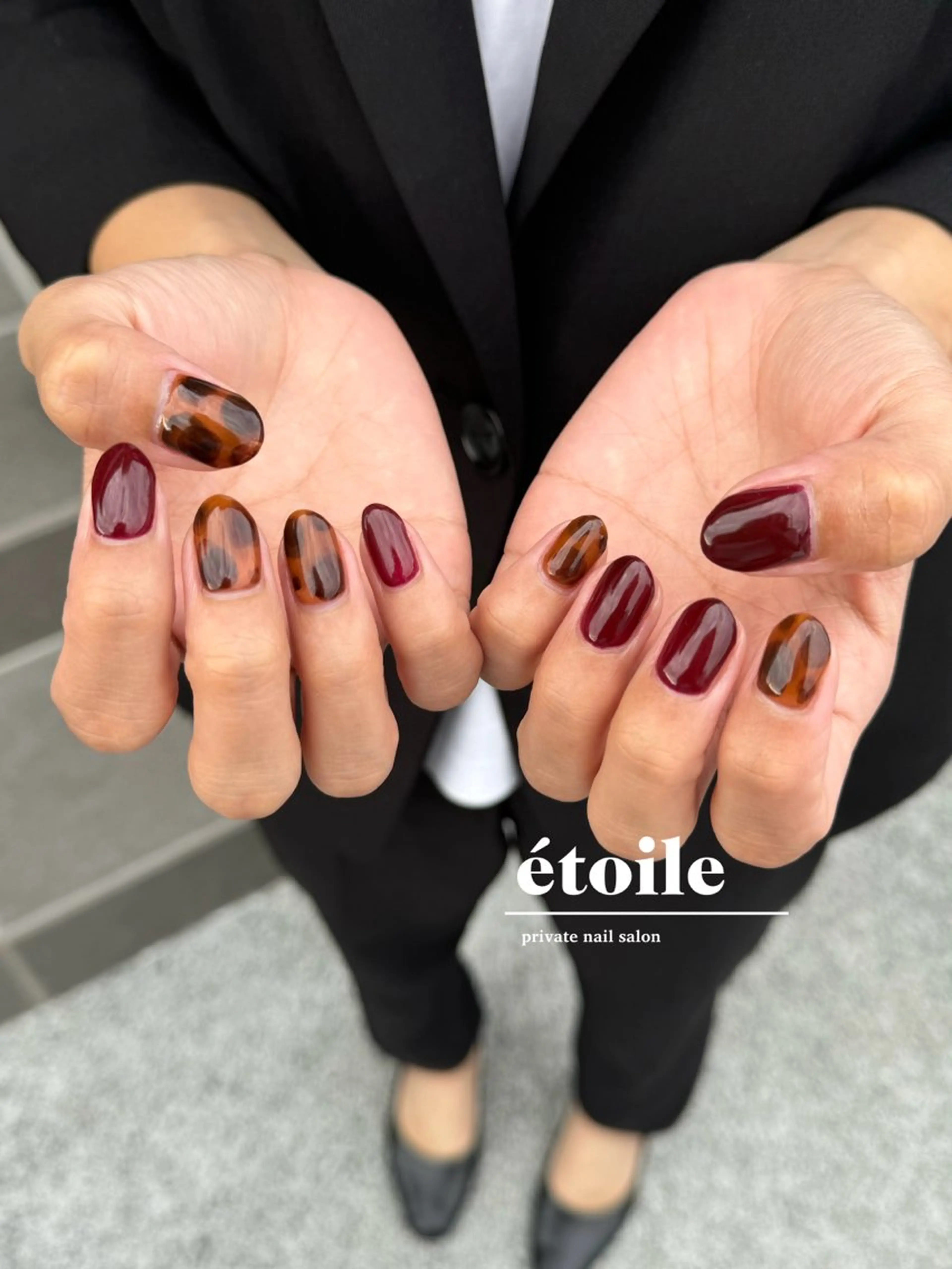ネイル べっ甲ネイル ボルドー étoile ｜ayaのネイルデザイン