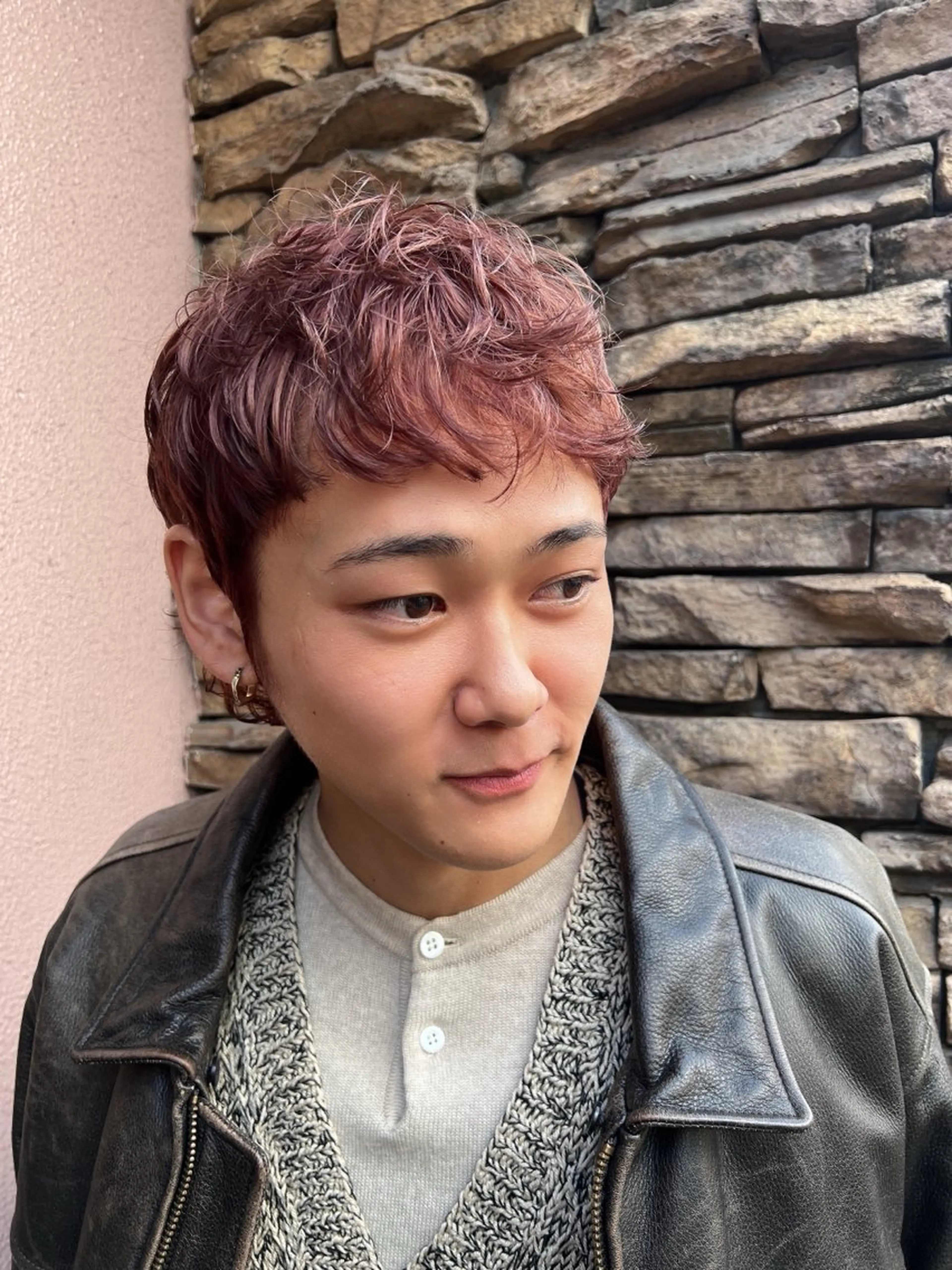 カラー メンズ メンズウルフカット オレンジ レッドカラー ウルフカット カット ヘアカラー トリートメント keita💫暖色系 💫ハイトーン💫のヘアスタイル