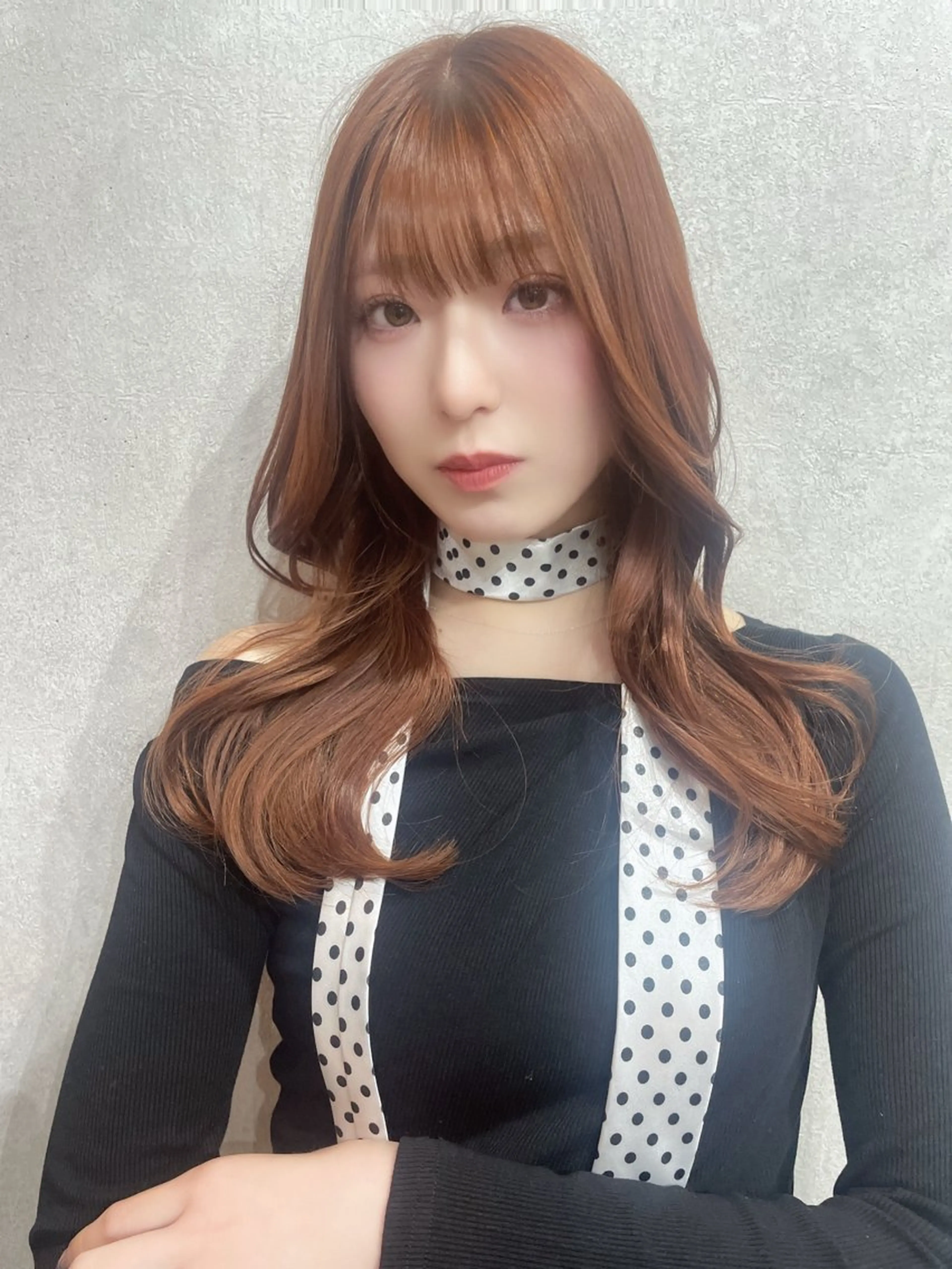 ロング カラー ブラウンカラー オレンジ オレンジブラウン レイヤーカット AIRI layer cut hairのヘアスタイル