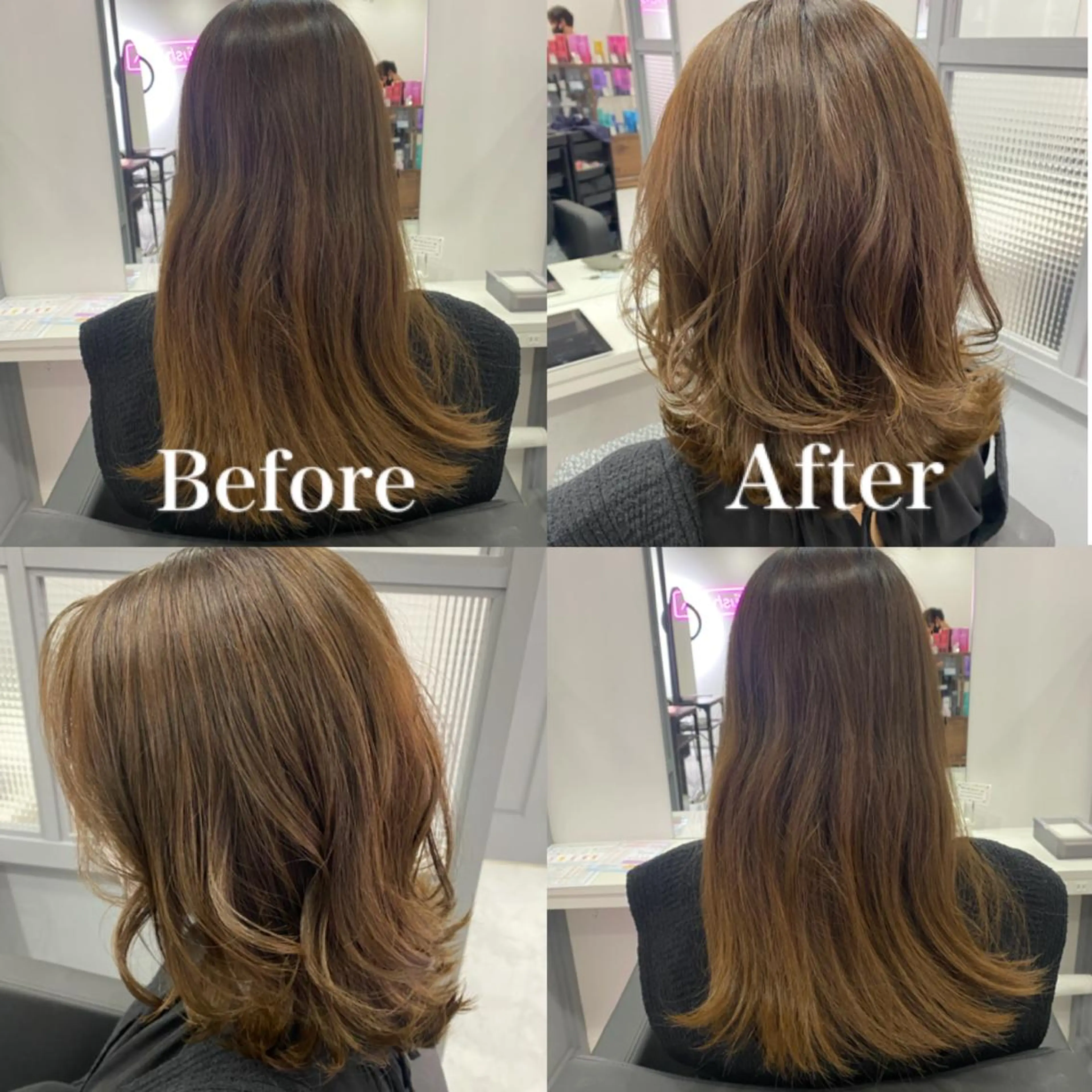 ミディアム カラー 韓国風ヘア レイヤーカット ヘアカラー トリートメント 髪質改善×矯正🫧 韓国ヘアasamiのヘアスタイル