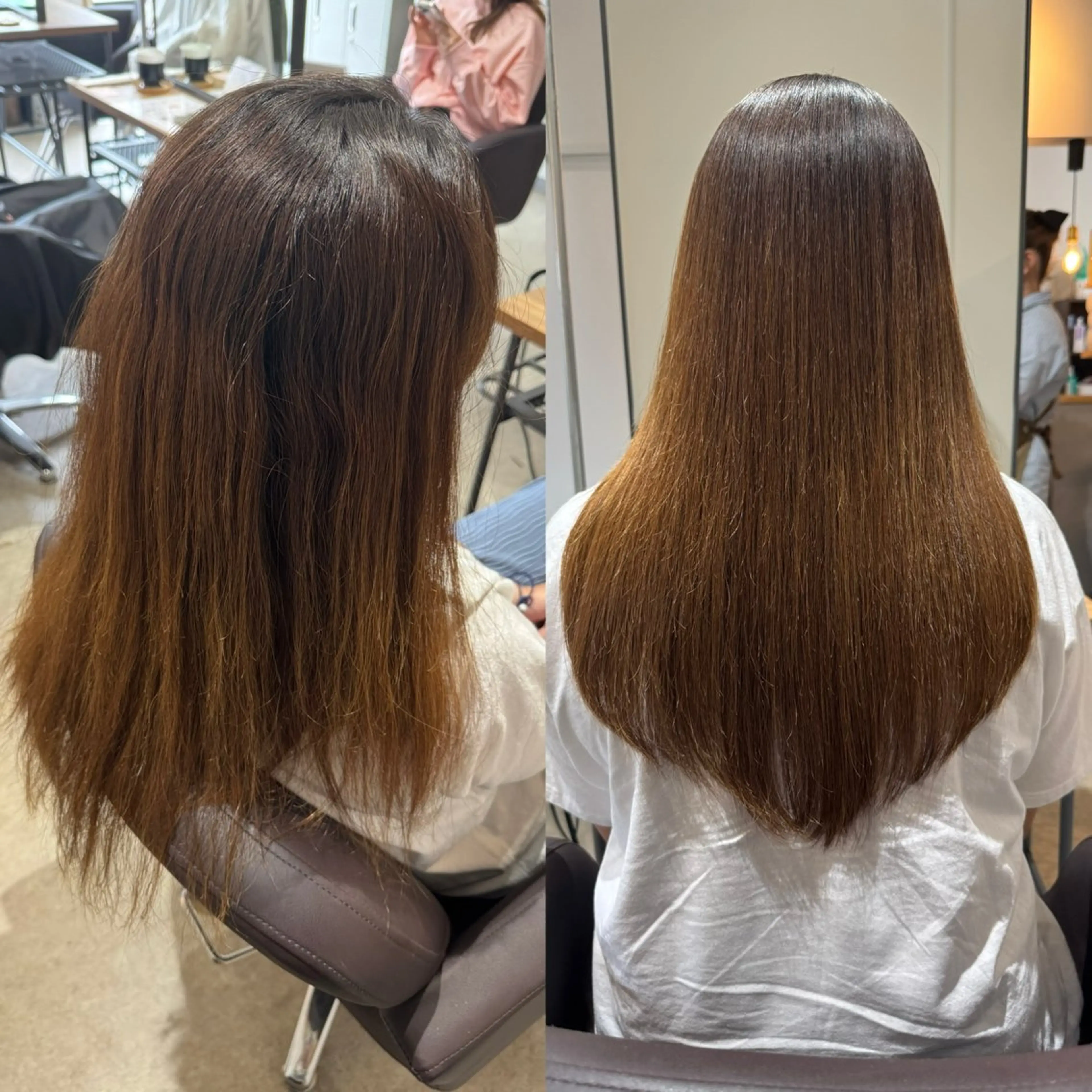 セミロング ボブ 韓国風ヘア レイヤーカット 縮毛矯正 ✨髪質改善美髪矯正✨ ボブ/韓国レイヤー✨のヘアスタイル