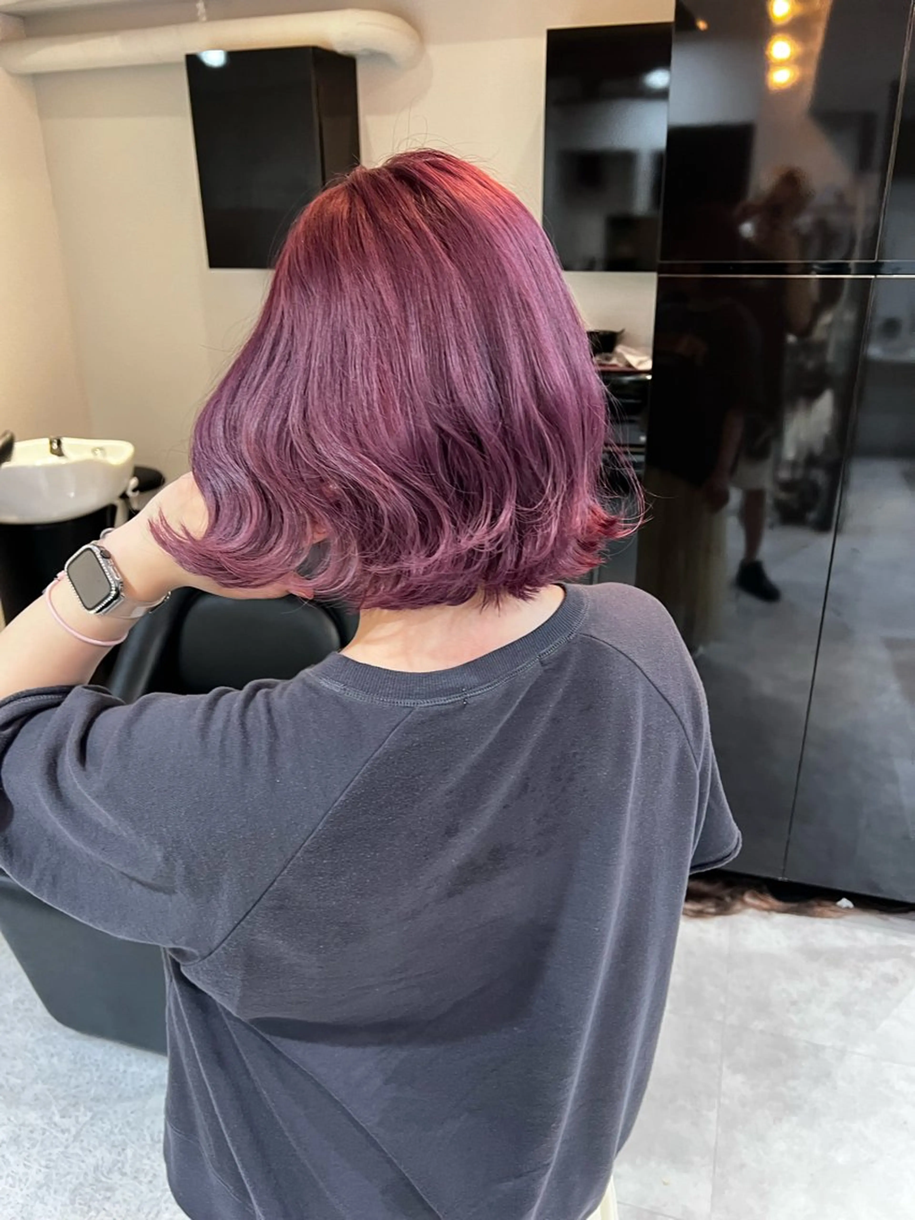 ミディアム カラー ピンクカラー ピンクパープル パープルカラー ヘアカラー PSY(サイ)所属・PSY(サイ)池袋 金田尚久🎨のヘアスタイル