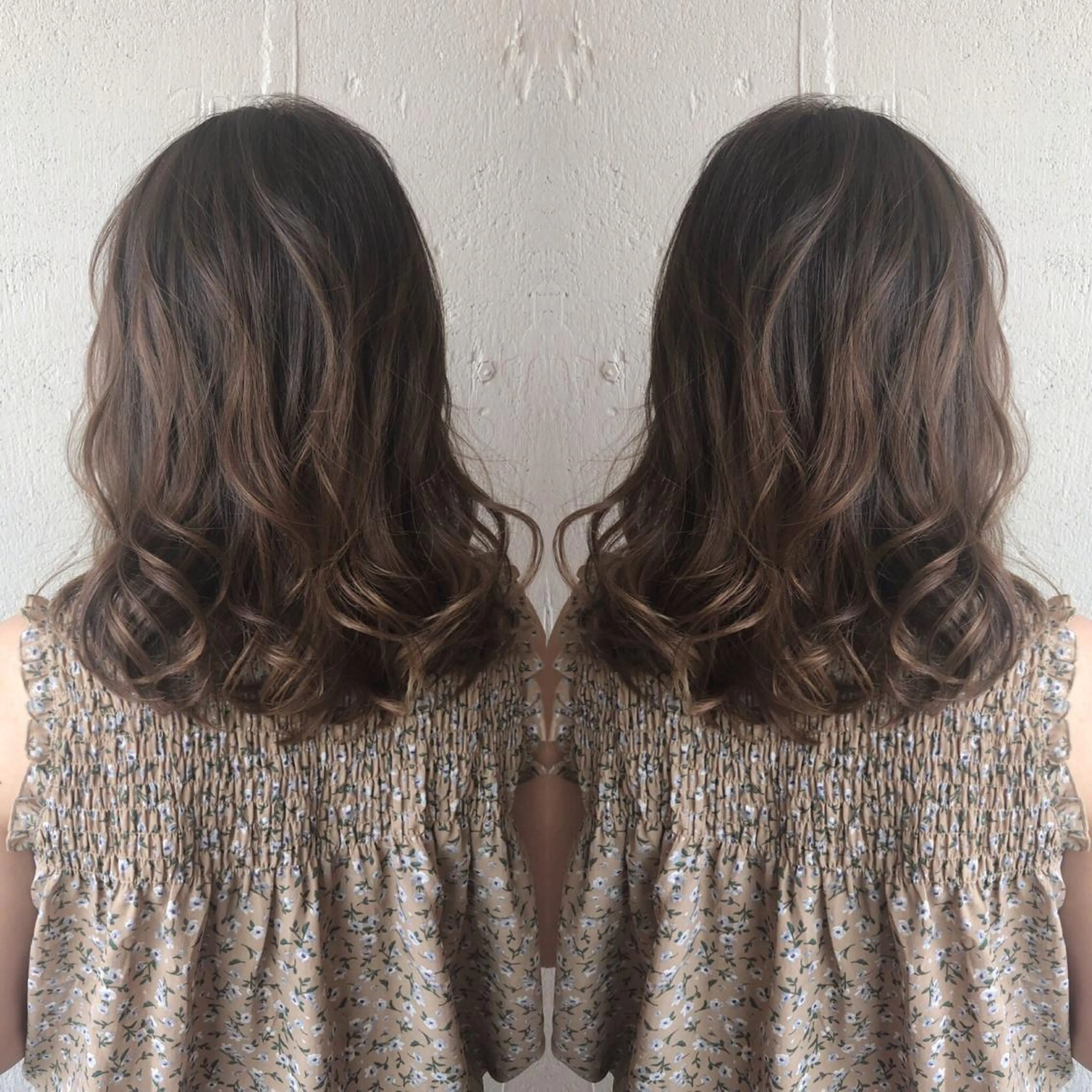 ミディアム アッシュ カット ヘアカラー トリートメント あらき ちさとのヘアスタイル