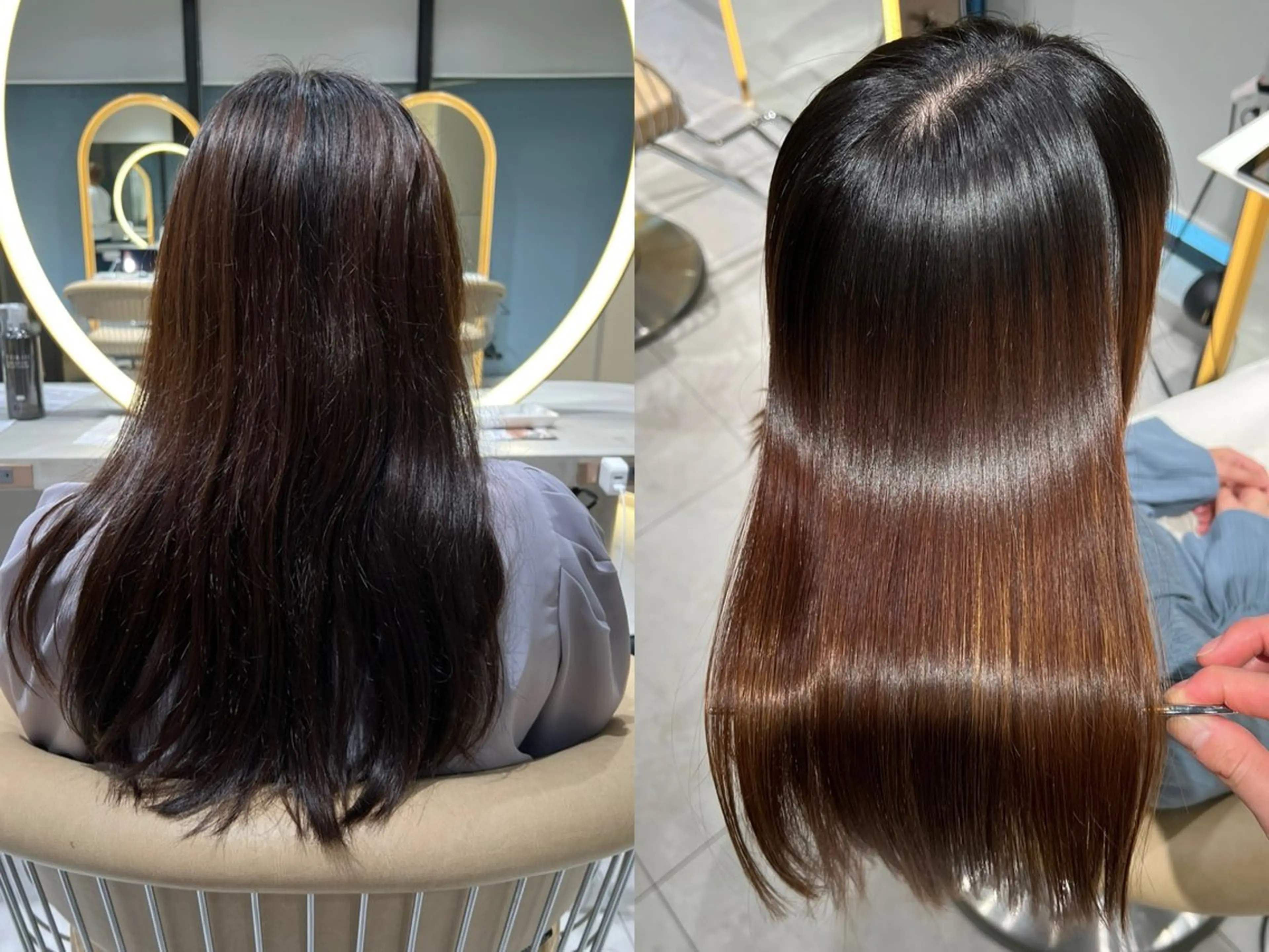 セミロング 縮毛矯正 トリートメント 谷川が作る熊本1🏅 ＆レイヤーカットのヘアスタイル