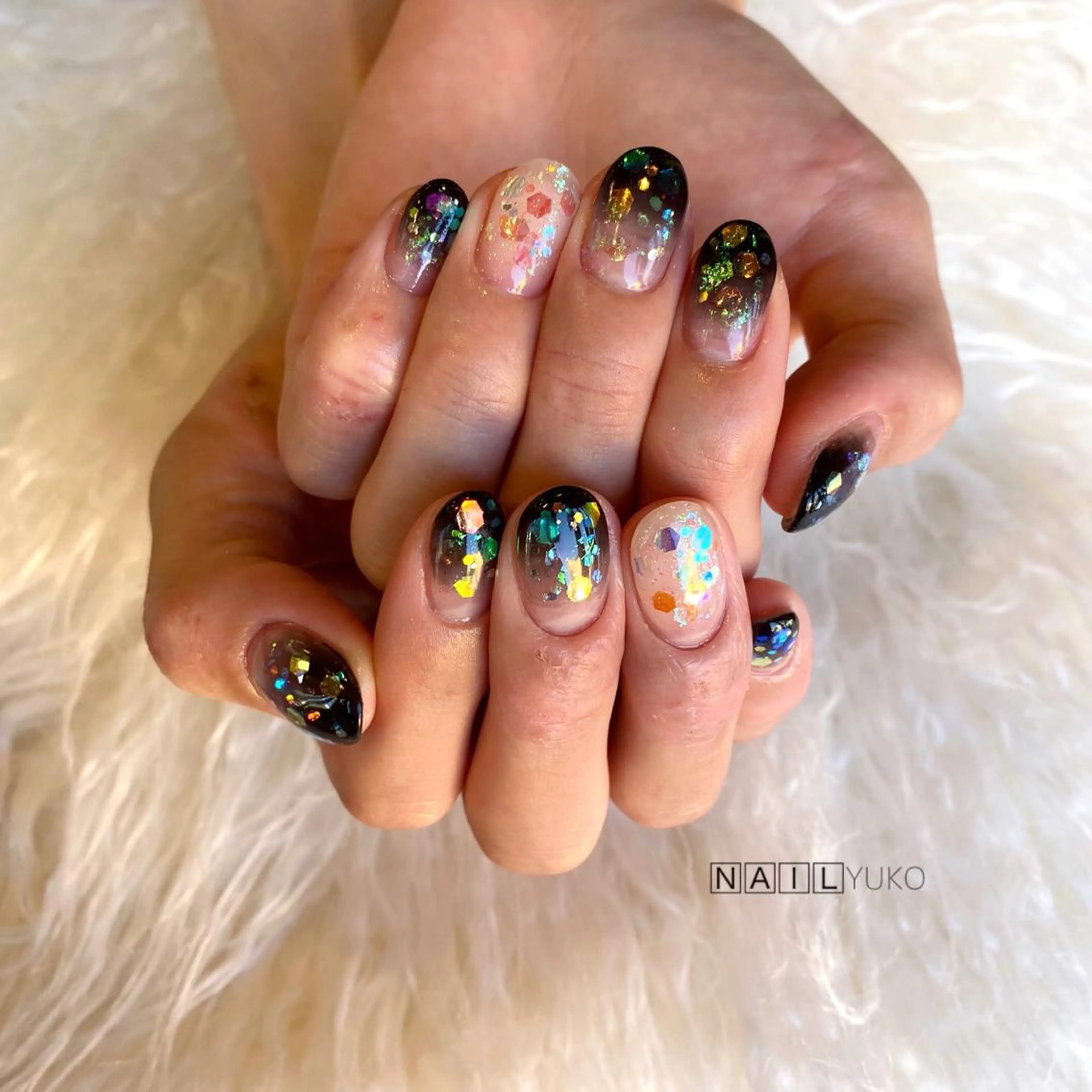 ネイル オーロラネイル マグネットネイル ニュアンスネイル fruitful + YUKOのネイルデザイン