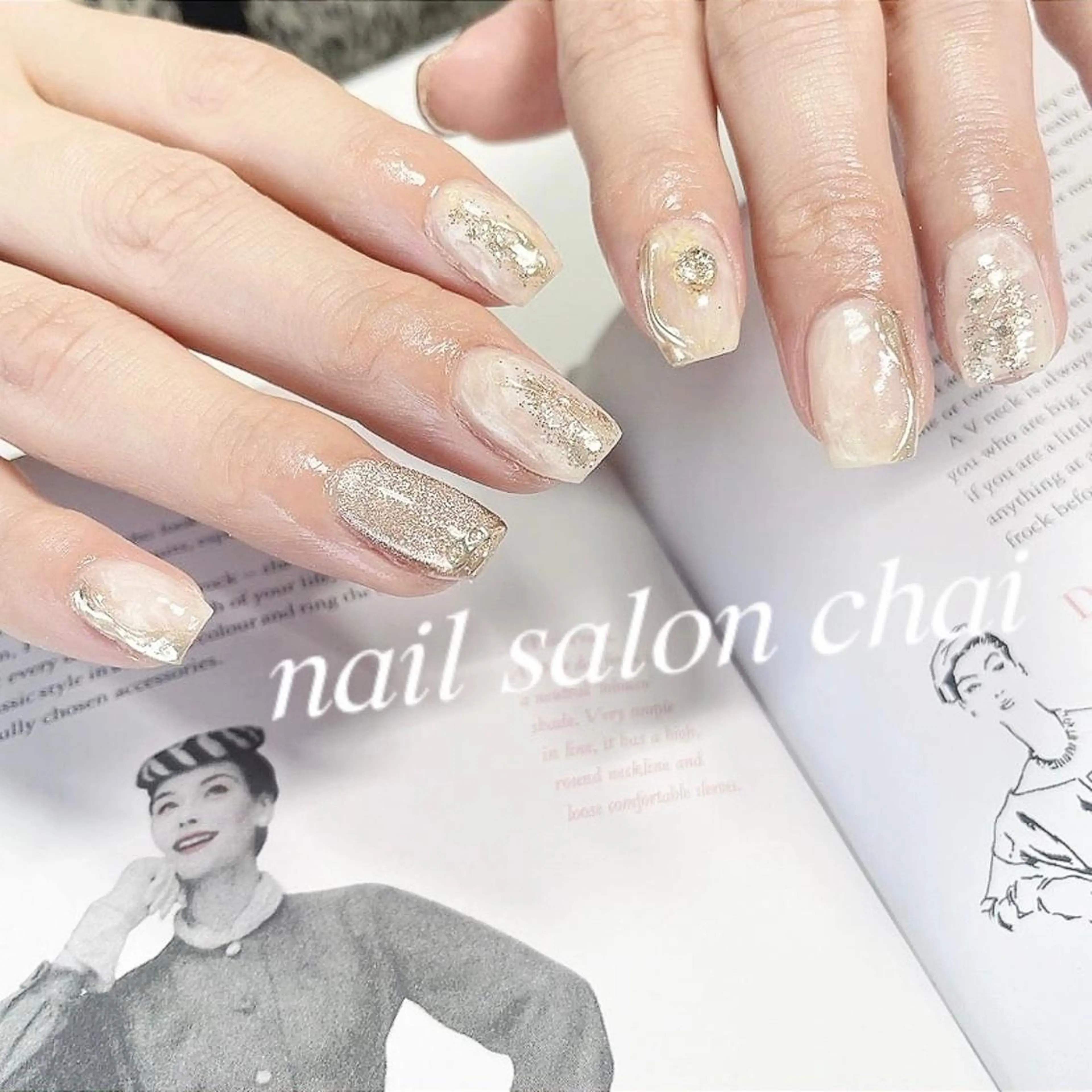 ネイル カジュアル ゴールド ミラーネイル nail salon chai 上本町のネイルデザイン